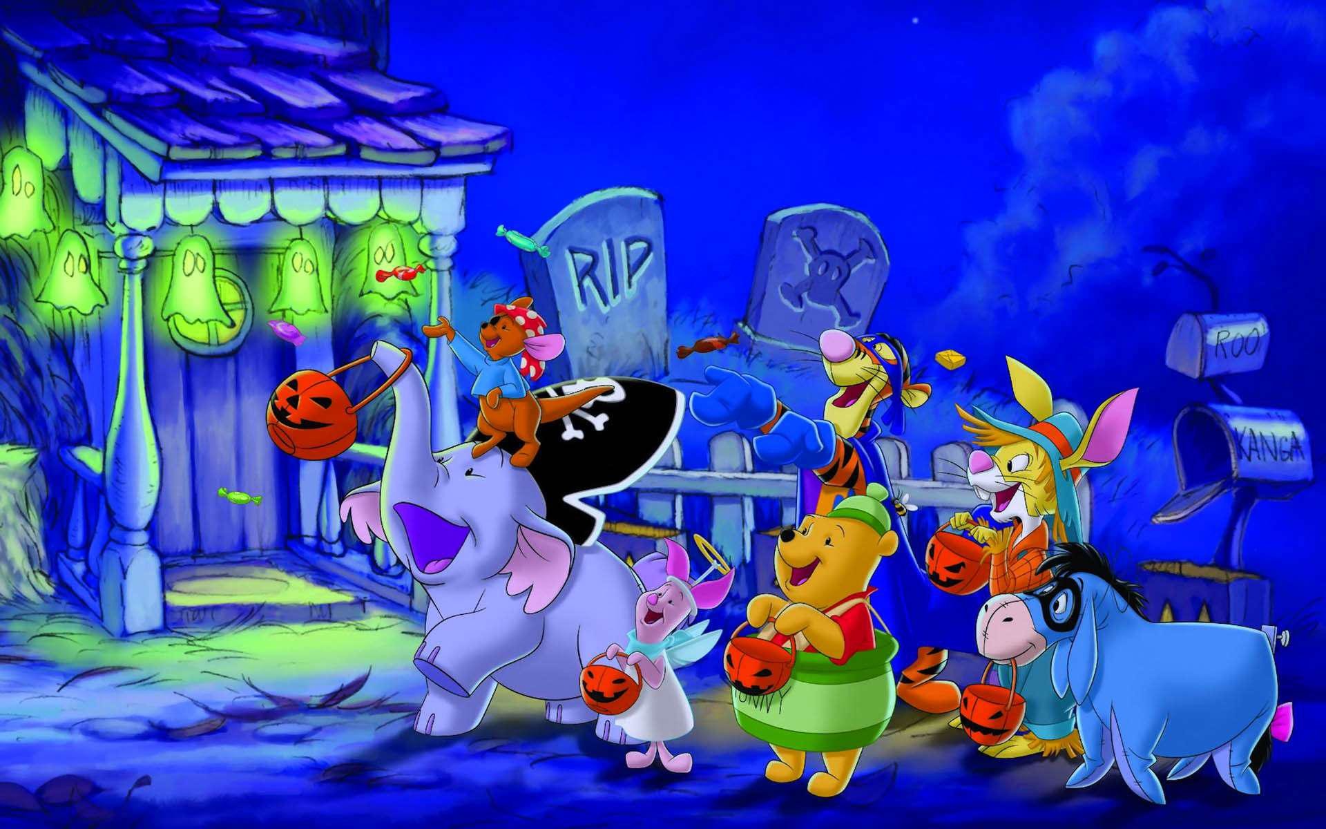 Winnie the Pooh, Tigro, Ih-Oh, Efelante, Halloween, Disney, Full HD, sfondo desktop