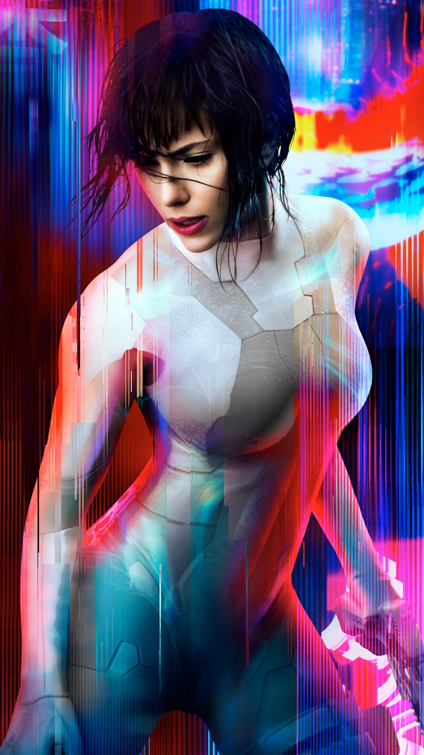 Scarlett Johansson, Maggiore Mira Killian, Ghost in the Shell (2017), Neon, sfondo schermata Home