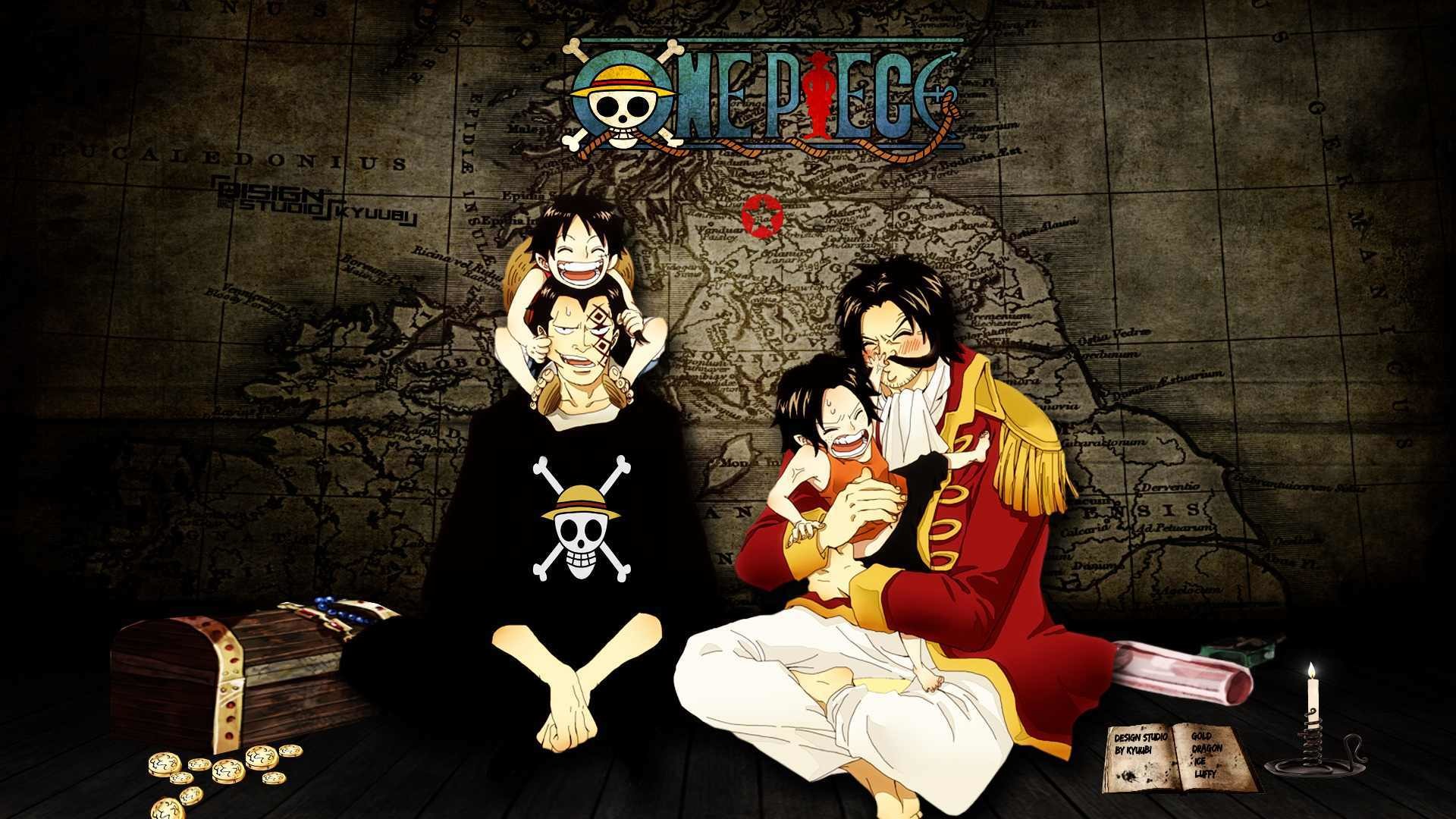 Portgas D. Ace, Monkey D. Rufy, Gol D. Roger, Logo One Piece, One Piece, sfondo Full HD per PC