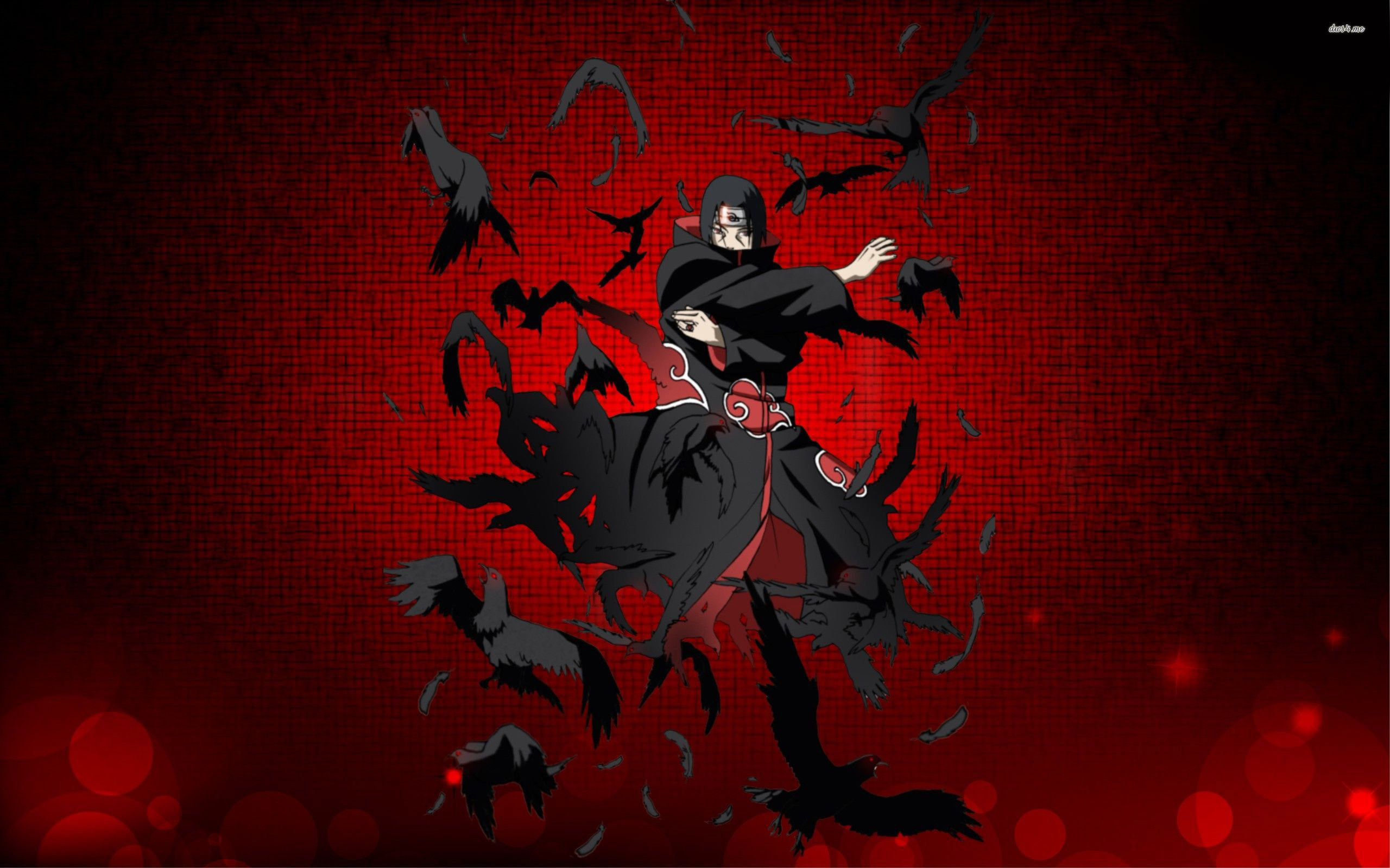 Itachi Uchiha, Akatsuki, Corvi, Naruto, Rosso, 2560x1600, sfondo per PC