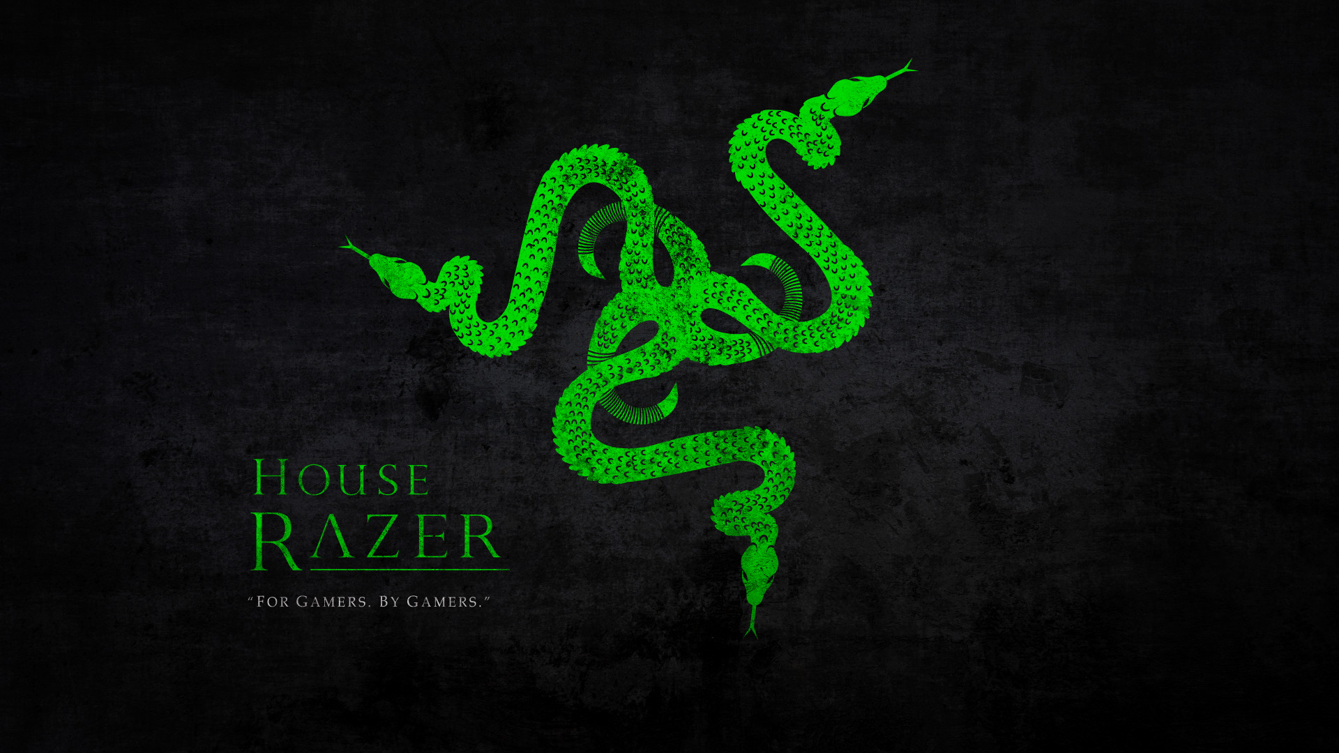 Razer, House Razer, Logo Razer, For Gamers. By Gamers., Verde, Sfondo scuro, wallpaper desktop