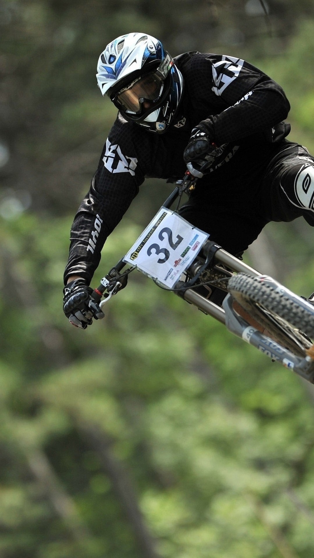Mountain bike, Gara di discesa, Casco integrale, Bosco, sfondo per iPhone e Android