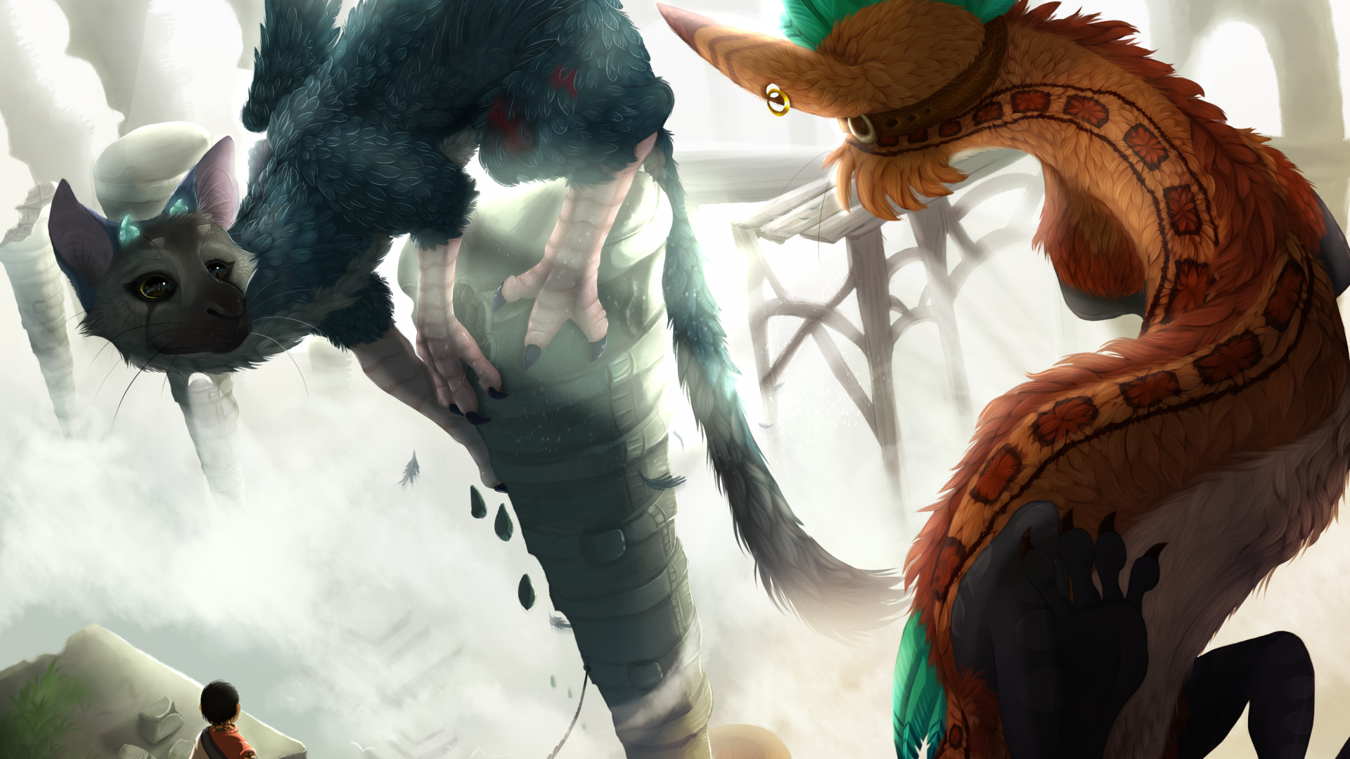 Trico, The Last Guardian, Fan art, Ragazzo, Creature, 1920x1080, sfondo per PC