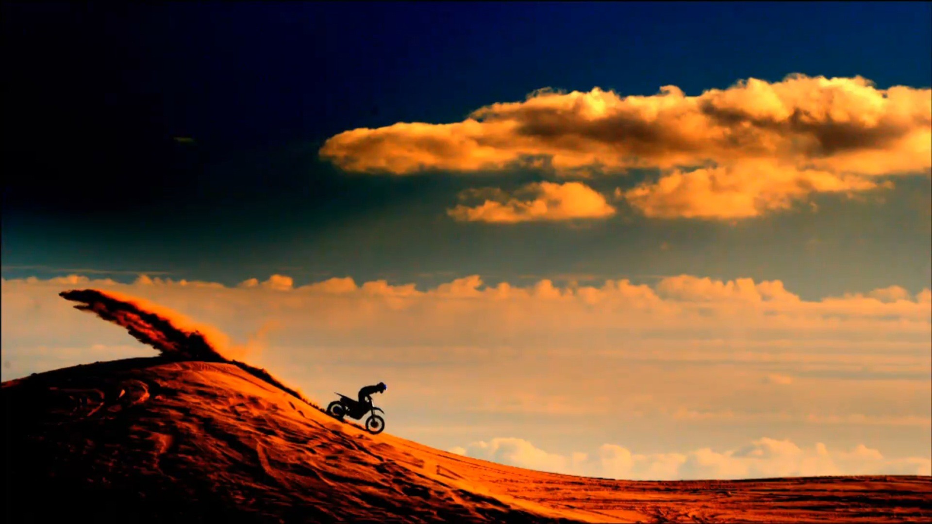Red Bull, Motocross, Dune, Tramonto, 1920x1080, immagine di sfondo