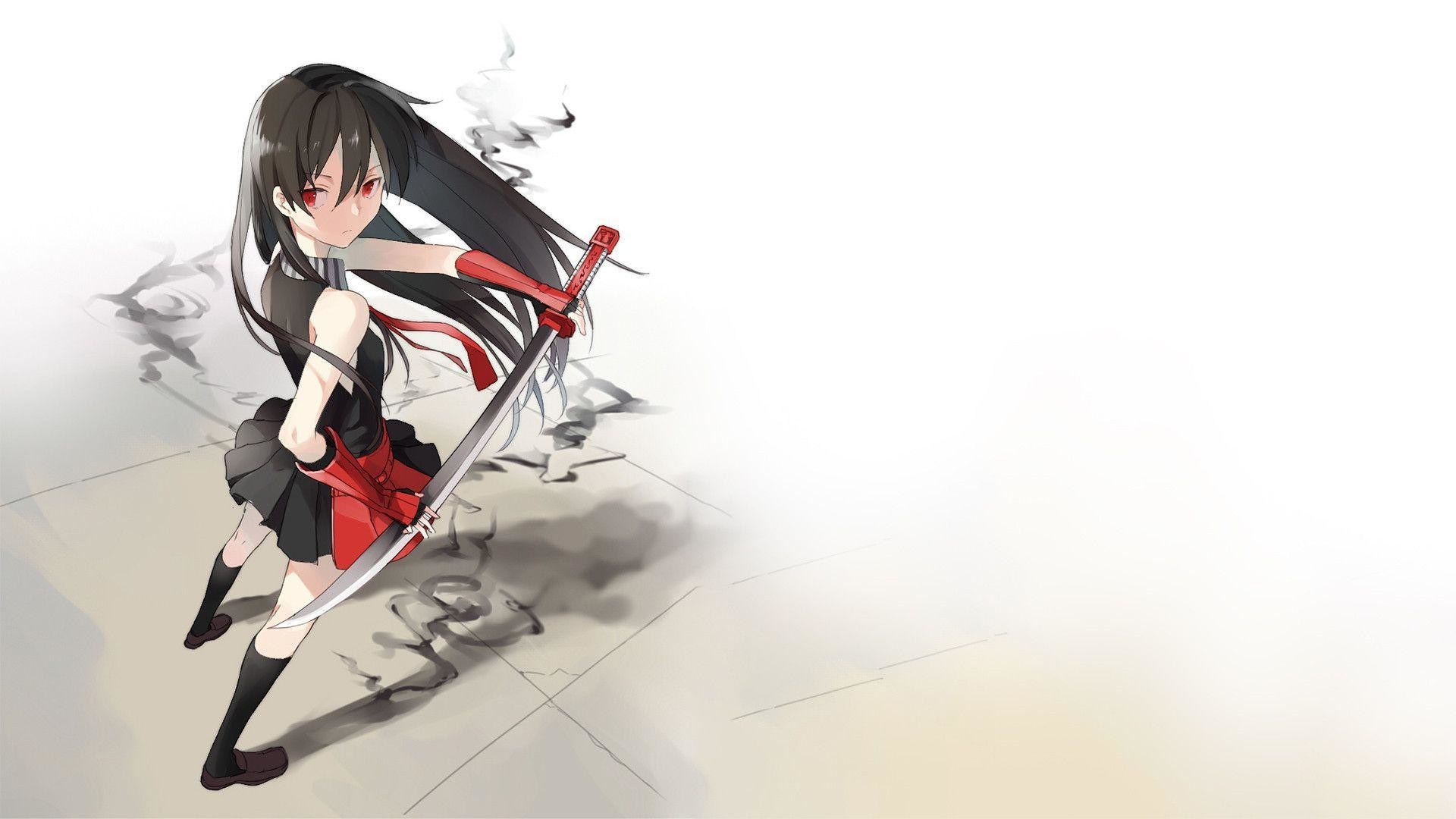 Akame, Akame ga Kill!, Katana, Sfondo bianco, 16:9 Full HD, wallpaper widescreen
