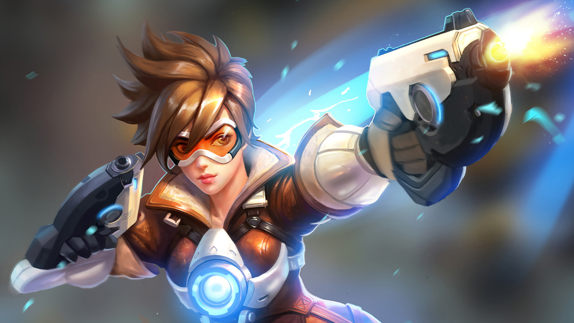 Tracer, Overwatch, Pistole a impulsi, Azione, 1920x1080, immagine di sfondo