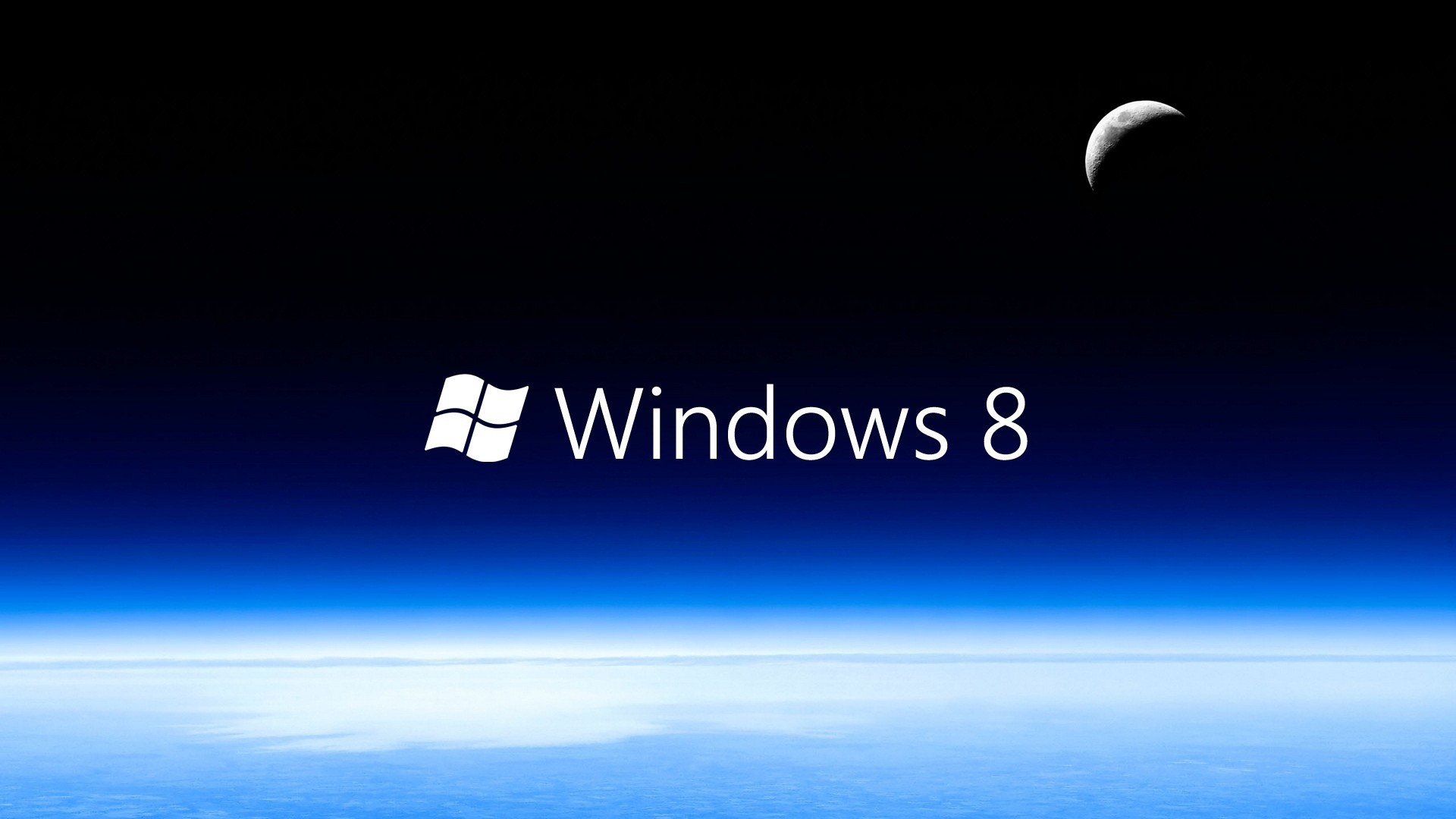Windows 8, Logo Windows, Luna, Orizzonte, Blu, Full HD, sfondo per PC e portatile