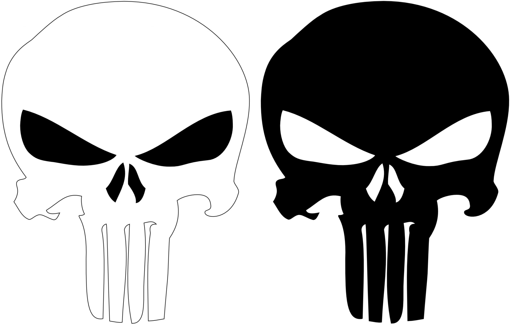 Teschio del Punitore, The Punisher, Bianco e nero, Logo, Full HD, sfondo per PC e portatile