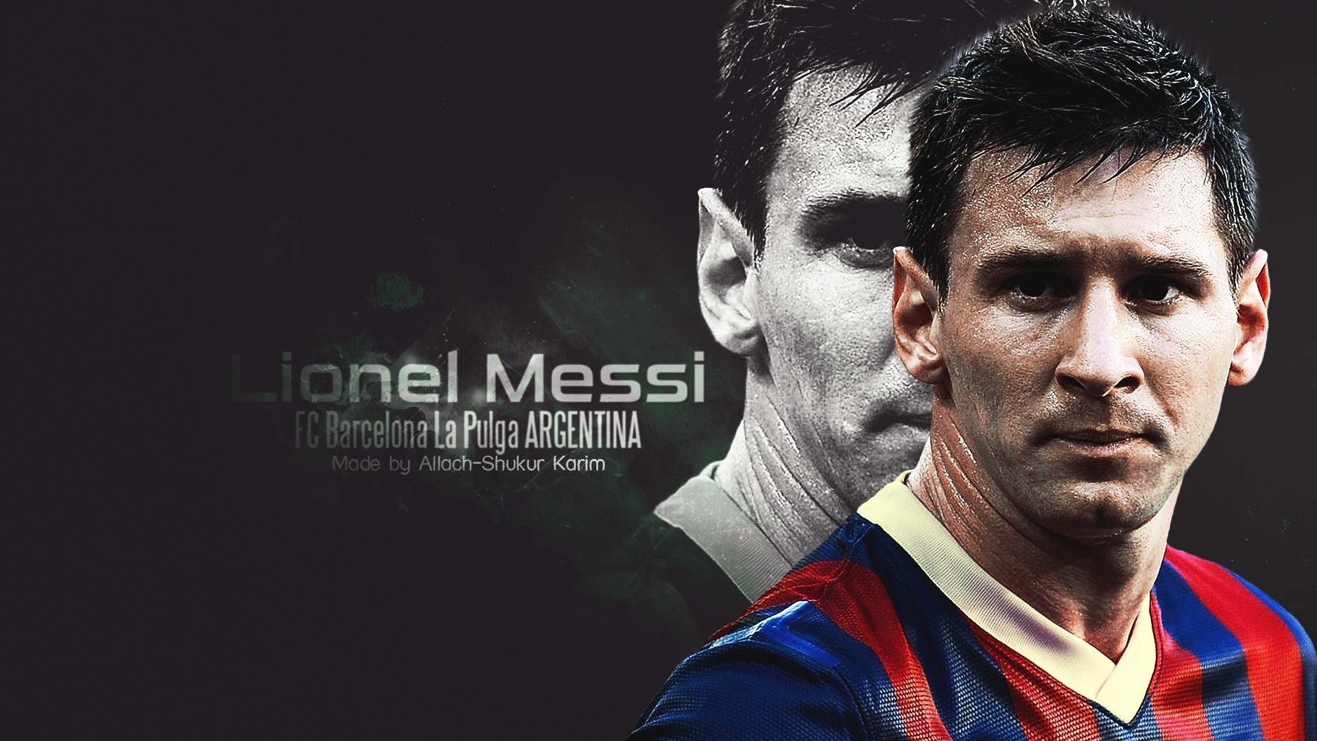 Lionel Messi, La Pulga, FC Barcelona, Ritratto, Primo piano, 16:9 Full HD, sfondo widescreen