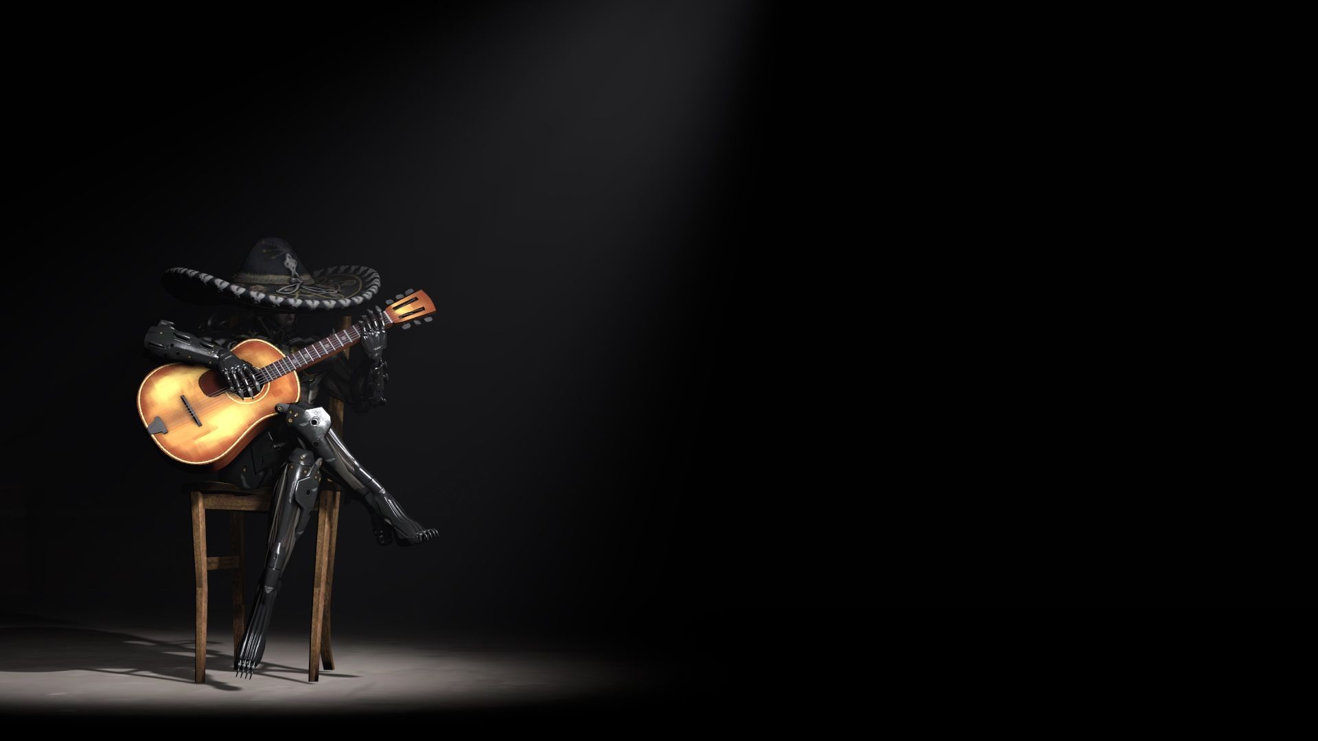 Metal Gear Solid, Chitarra, Sombrero, Sfondo nero, Full HD, wallpaper per computer