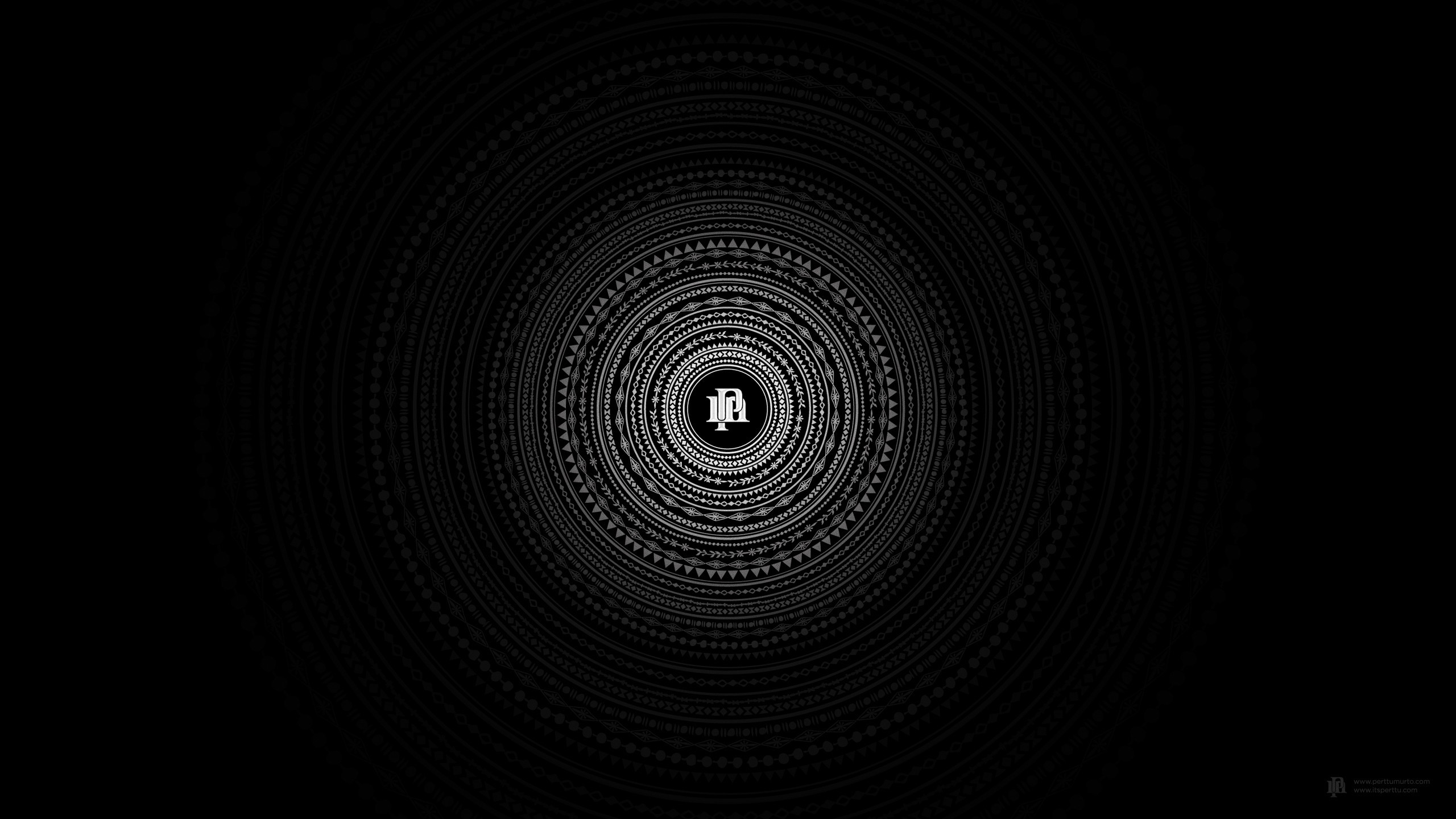 Cerchi concentrici, Tipografia, Sfondo nero, 2K, wallpaper desktop