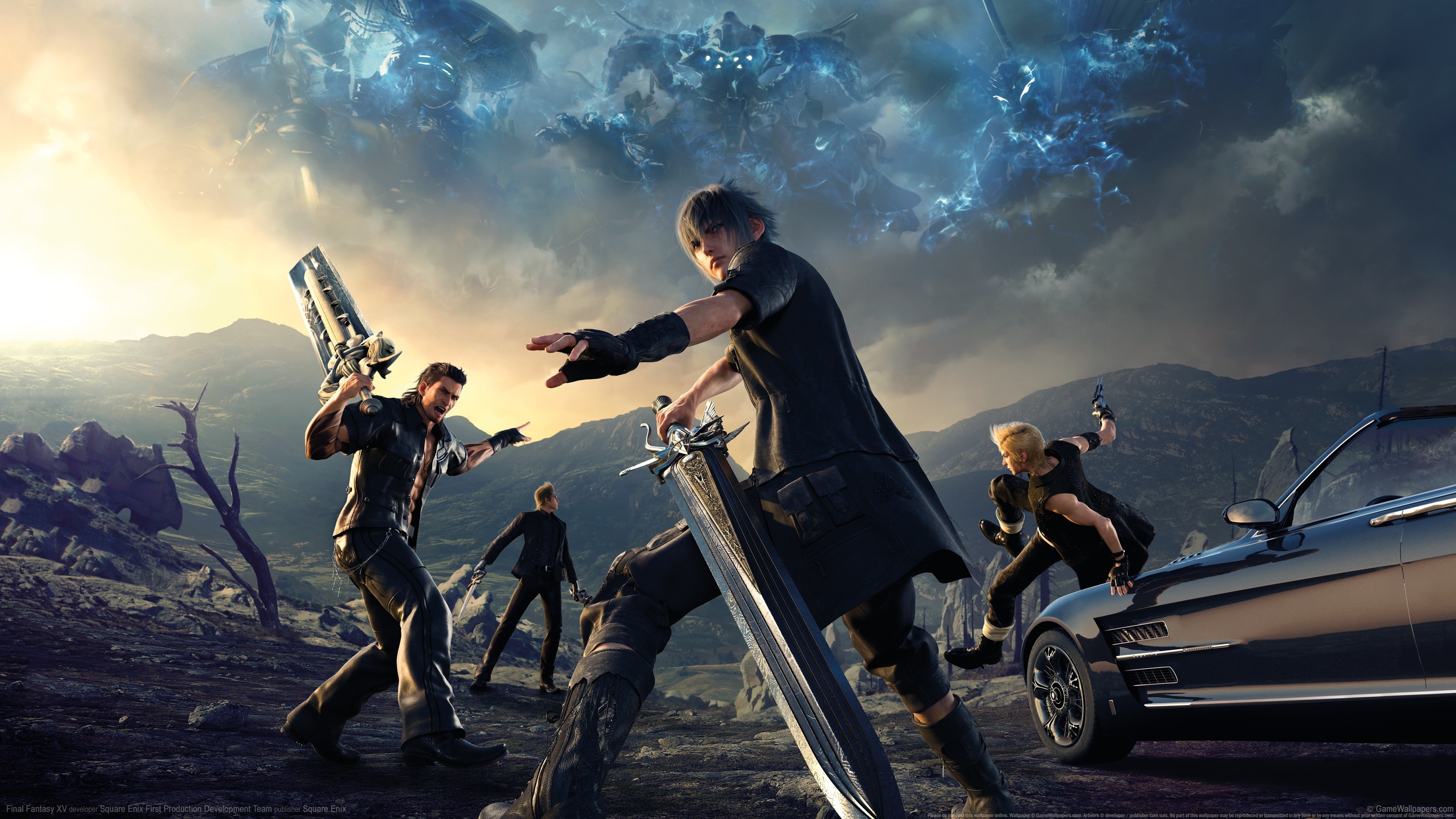 Noctis Lucis Caelum, Final Fantasy XV, Gladiolus, Prompto, Ignis, Regalia, sfondo 16:9 4K