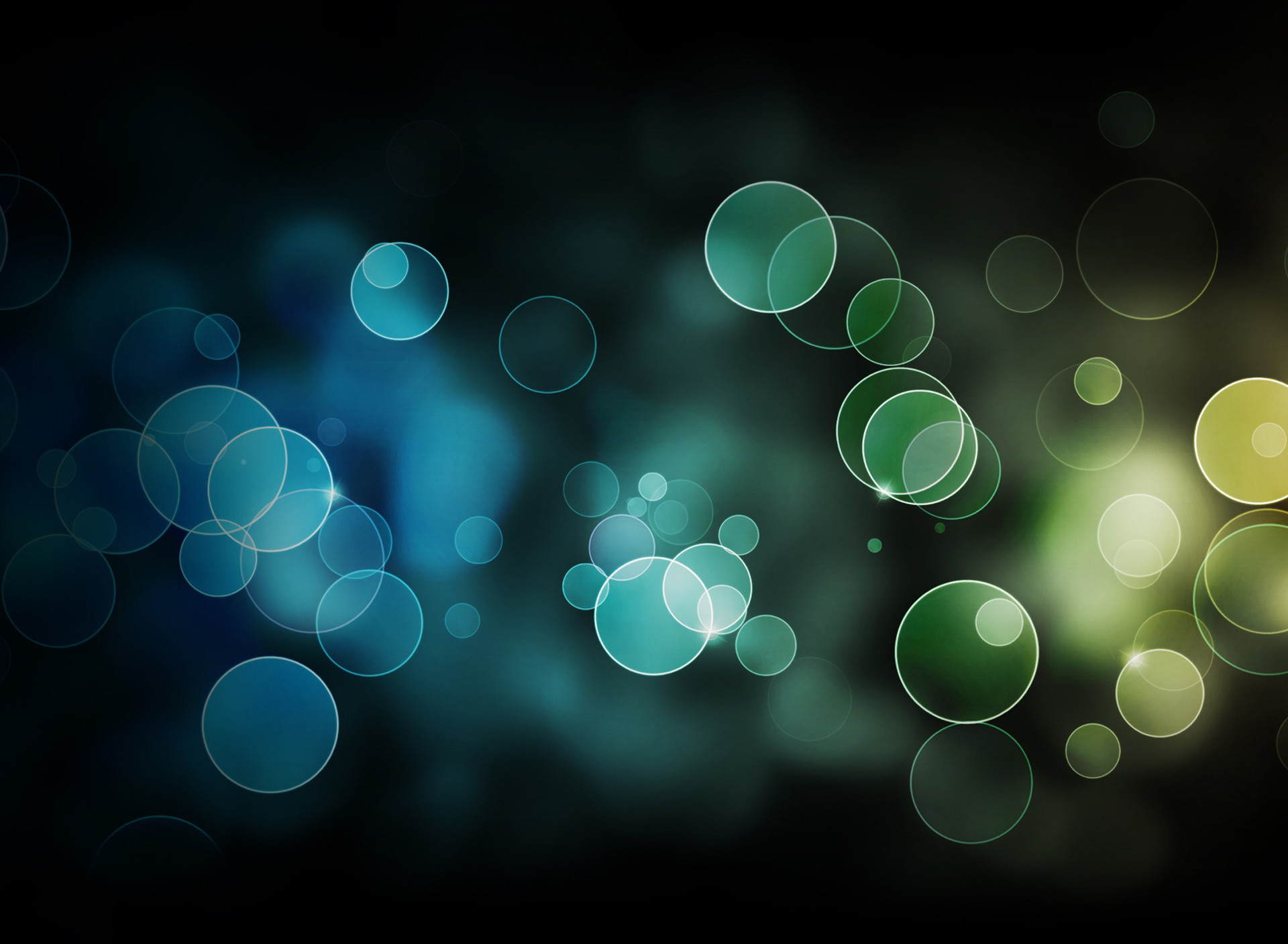 Bokeh, Cerchi, Verde acqua, Sfondo scuro, wallpaper per tablet