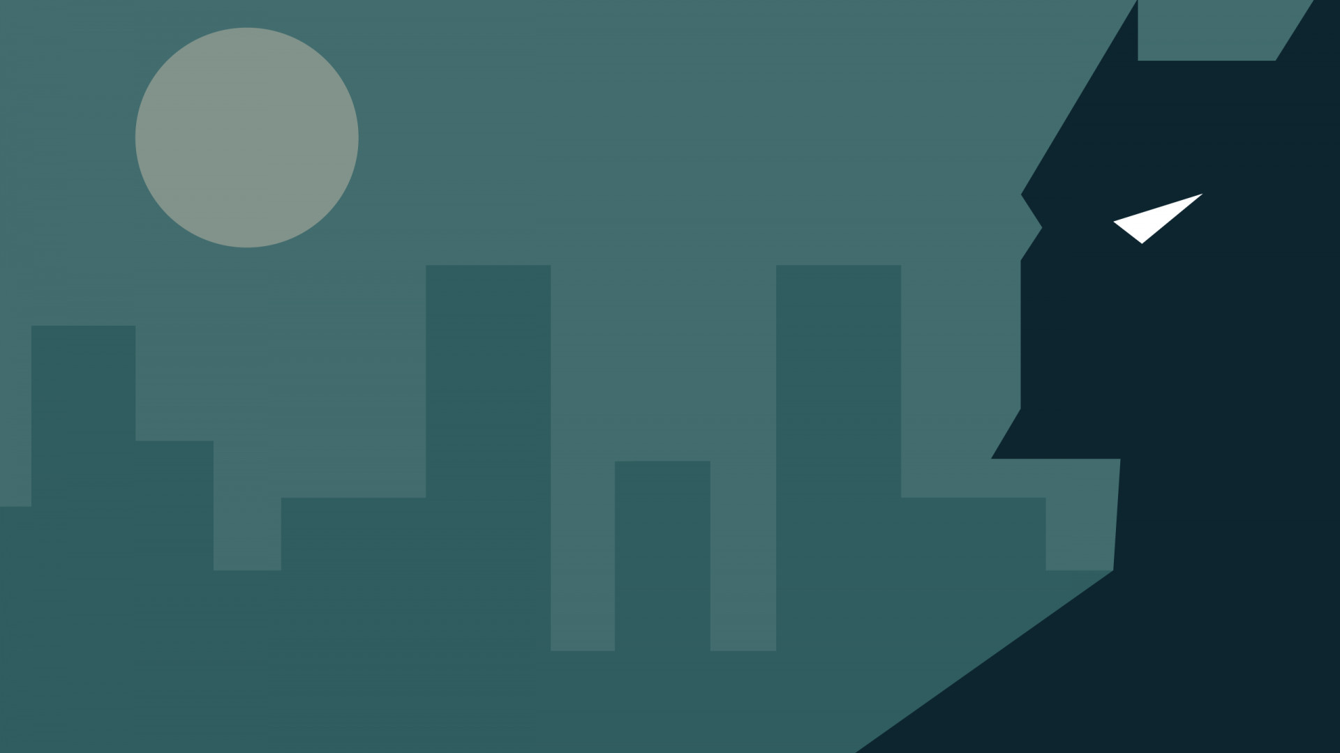 Batman, Gotham City, Luna, Minimalista, Illustrazione flat, Full HD, sfondo per portatile