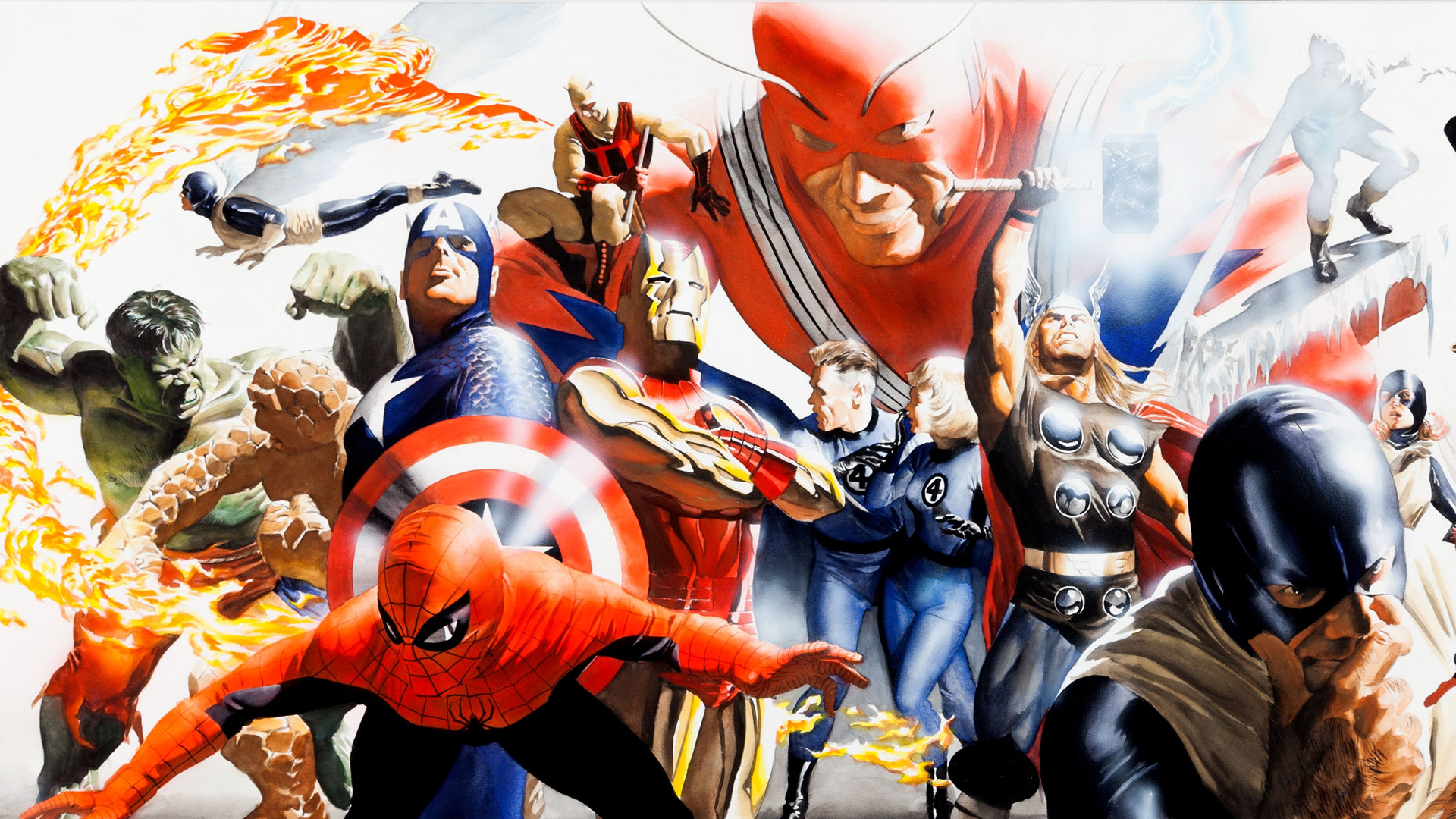 Marvel, Spider-Man, Capitan America, Hulk, Thor, Alex Ross, Supereroi, sfondo per portatile