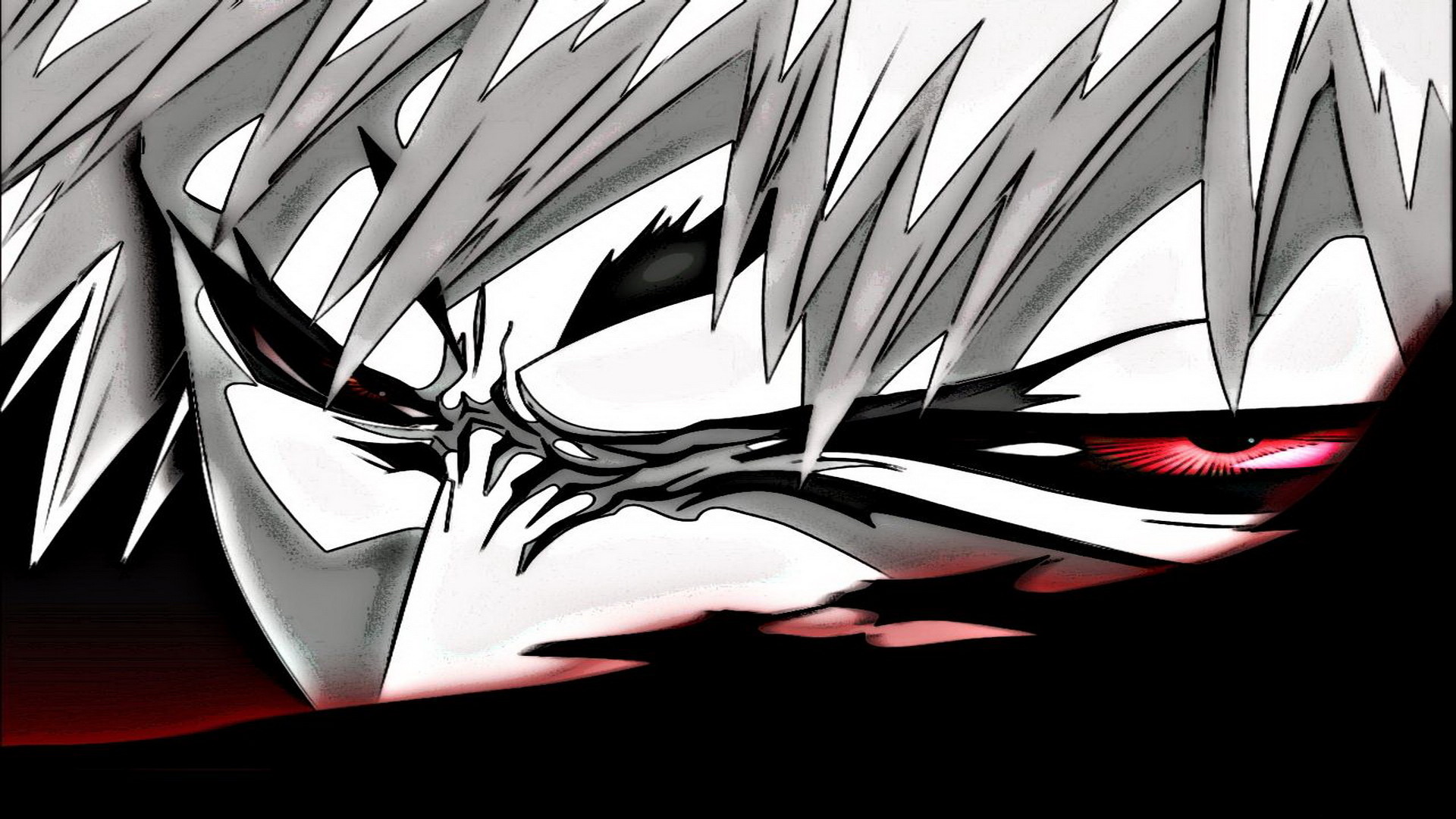 Ichigo Kurosaki, Maschera Hollow, Bleach, Bianco e nero, Primo piano, sfondo desktop 1920x1080