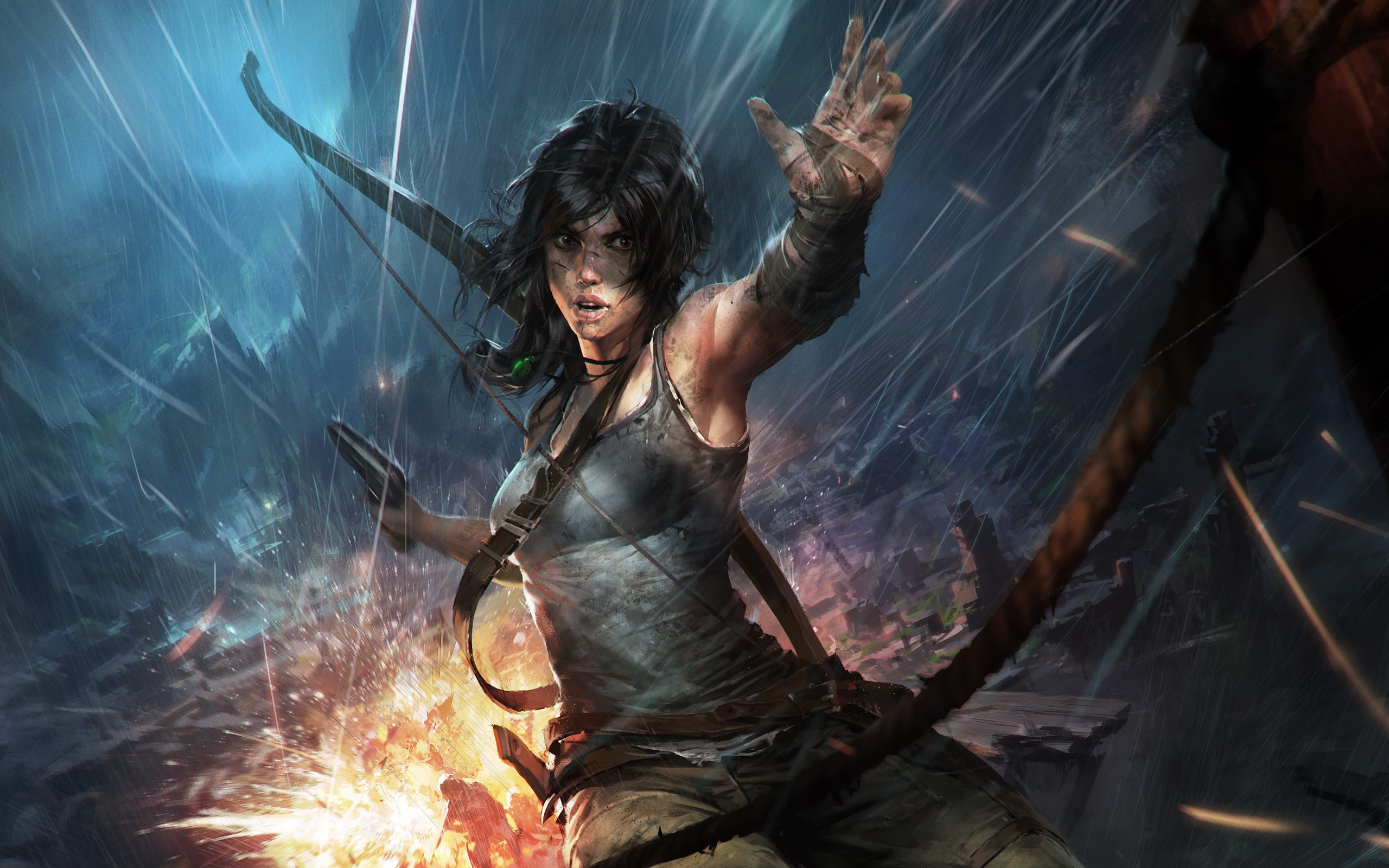 Lara Croft, Tomb Raider (2013), Arco, Scintille, 2K, sfondo per portatile