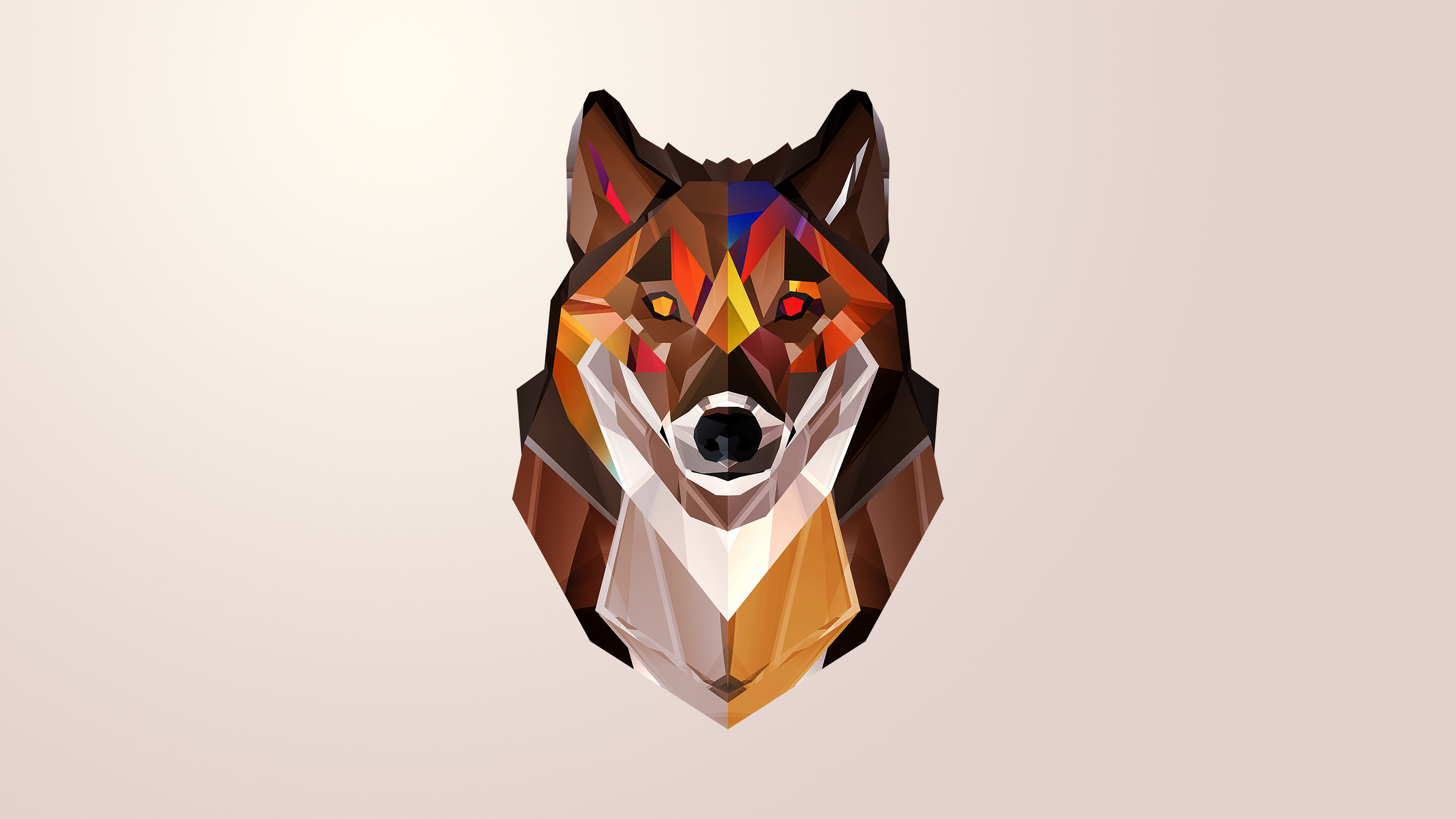 Lupo, Low poly, Animale, Sfondo chiaro, 2K, wallpaper per portatile
