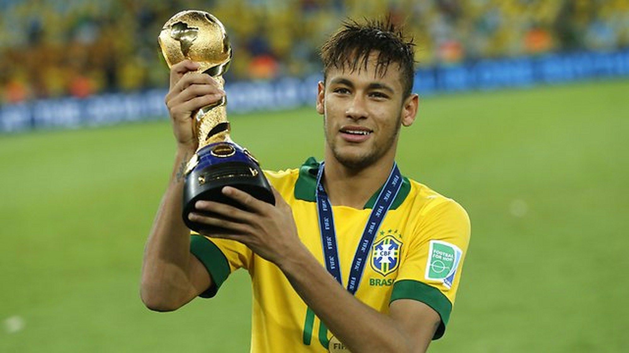 Neymar, FIFA Confederations Cup, Nazionale brasiliana, Trofeo, Full HD, sfondo Windows 11