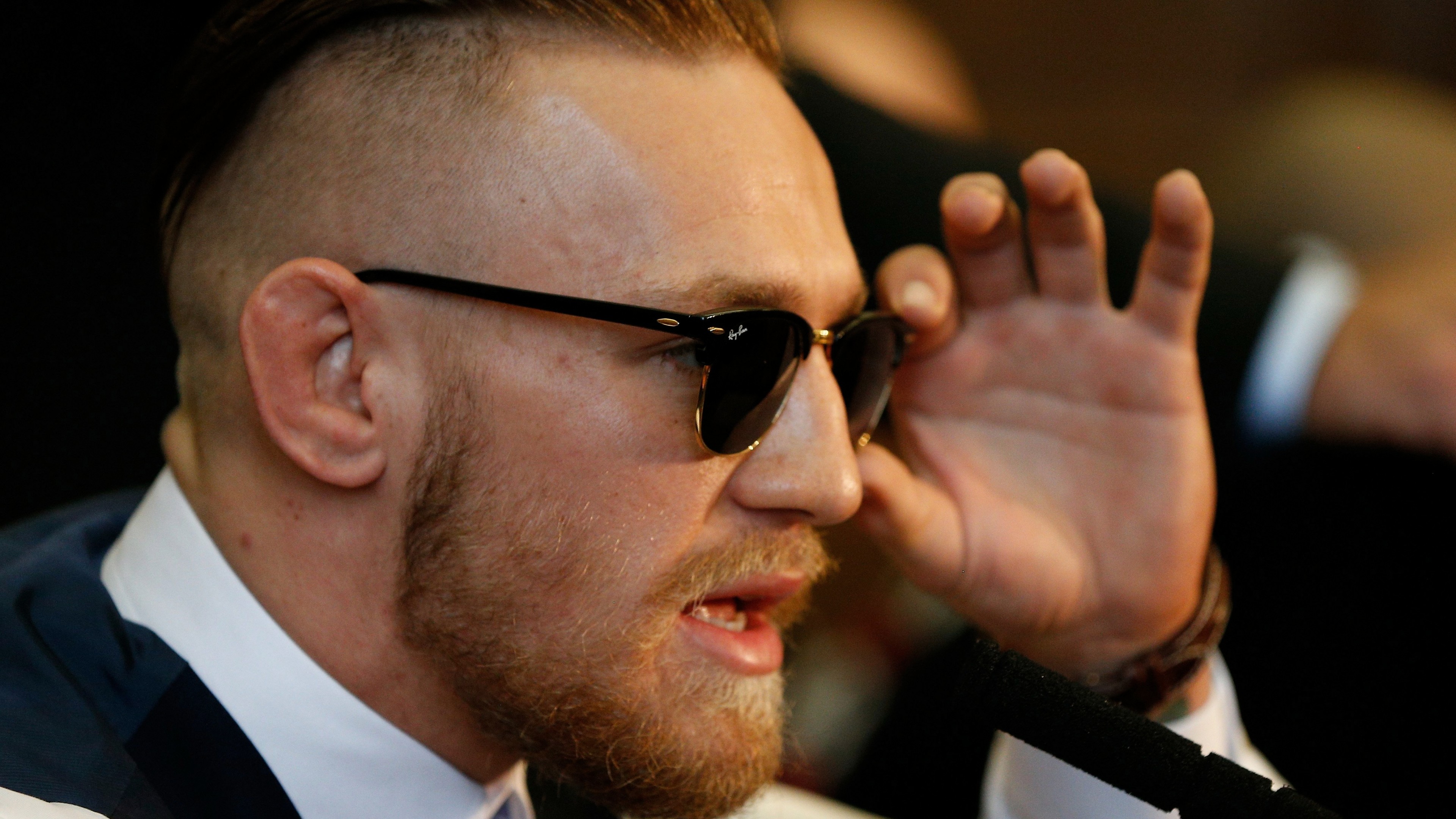 Conor McGregor, Occhiali da sole, Conferenza stampa, Profilo, 4K, sfondo per portatile