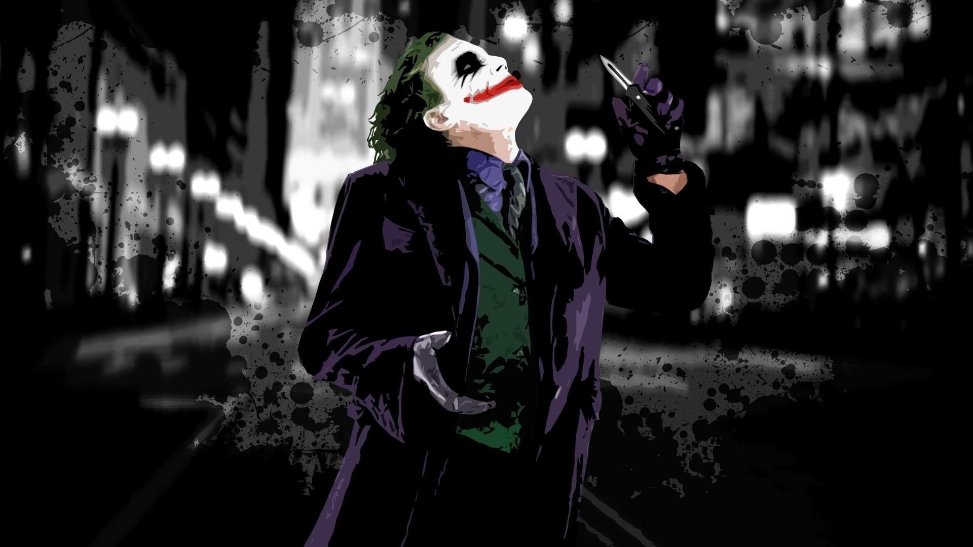 Joker, Heath Ledger, Il cavaliere oscuro, Città notturna, 1920x1080, immagine di sfondo