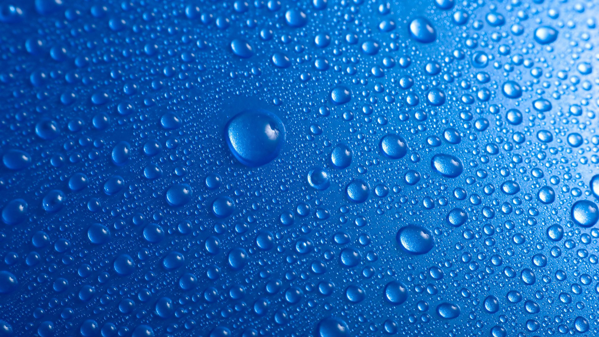 Gocce d'acqua, Superficie blu, Macro, Full HD 1080p, sfondo desktop
