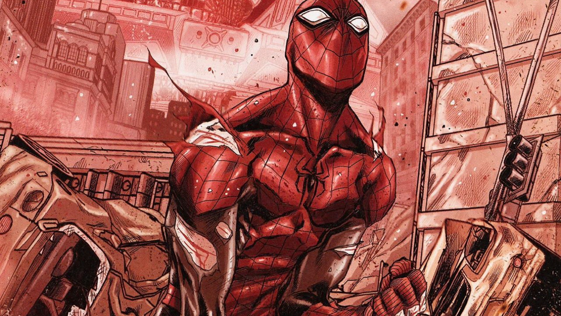 Spider-Man, Fumetto, Disegno, Rosso, Full HD, sfondo per portatile