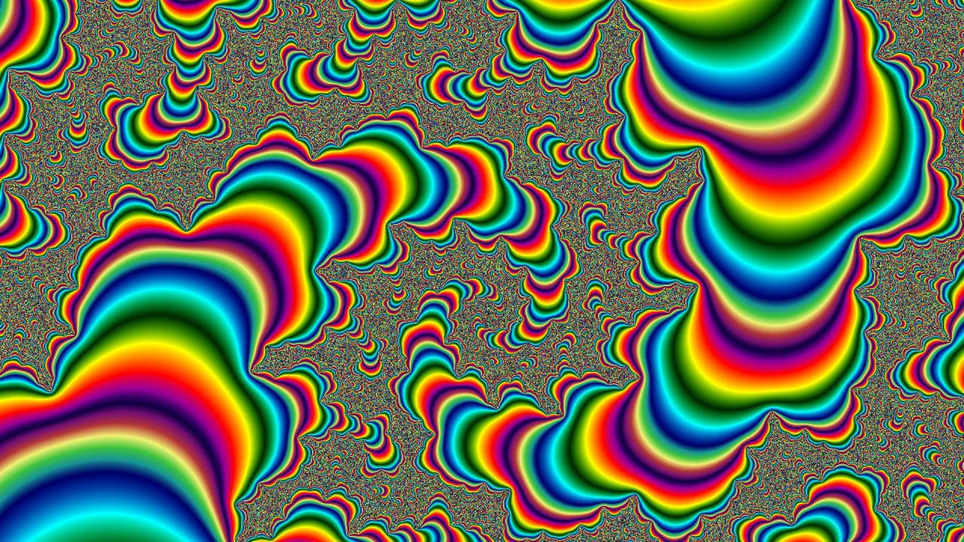 Frattale, Arcobaleno, Onde, Illusione ottica, Full HD 1080p, sfondo desktop