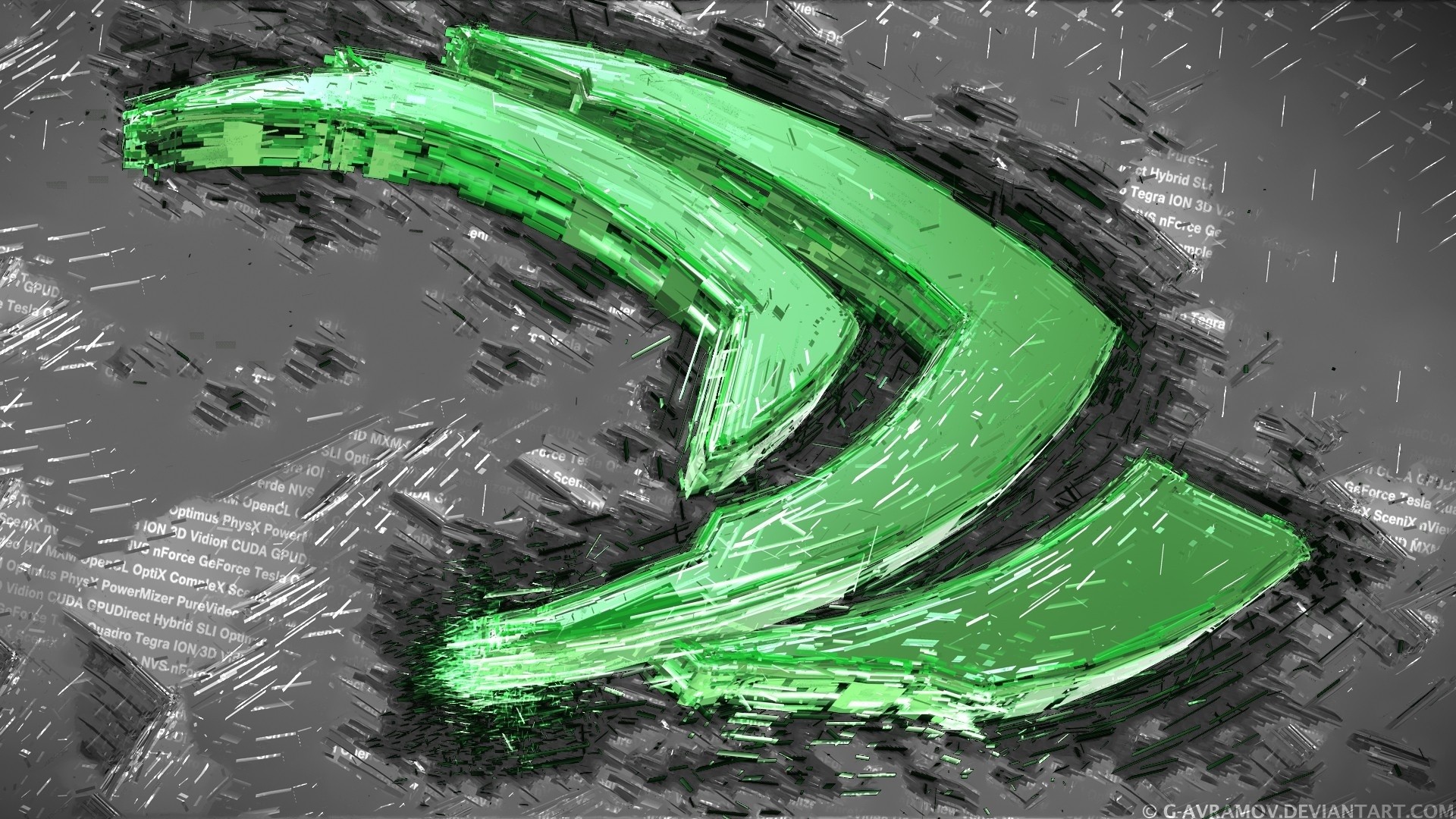 Logo Nvidia, Nvidia, Arte astratta, Verde, Full HD, sfondo desktop