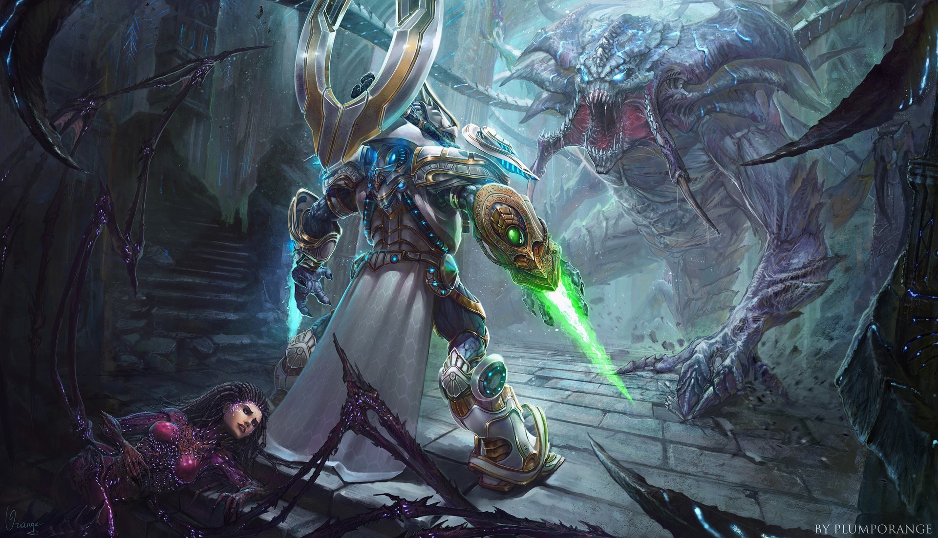 Artanis, StarCraft II, Protoss, Zerg, Fantasy art, Full HD, sfondo per PC