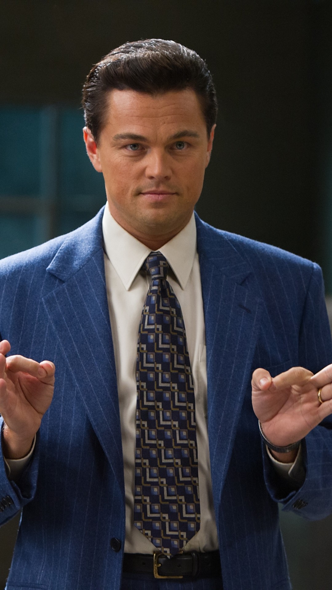 Leonardo DiCaprio, Jordan Belfort, The Wolf of Wall Street, Abito blu, sfondo per iPhone