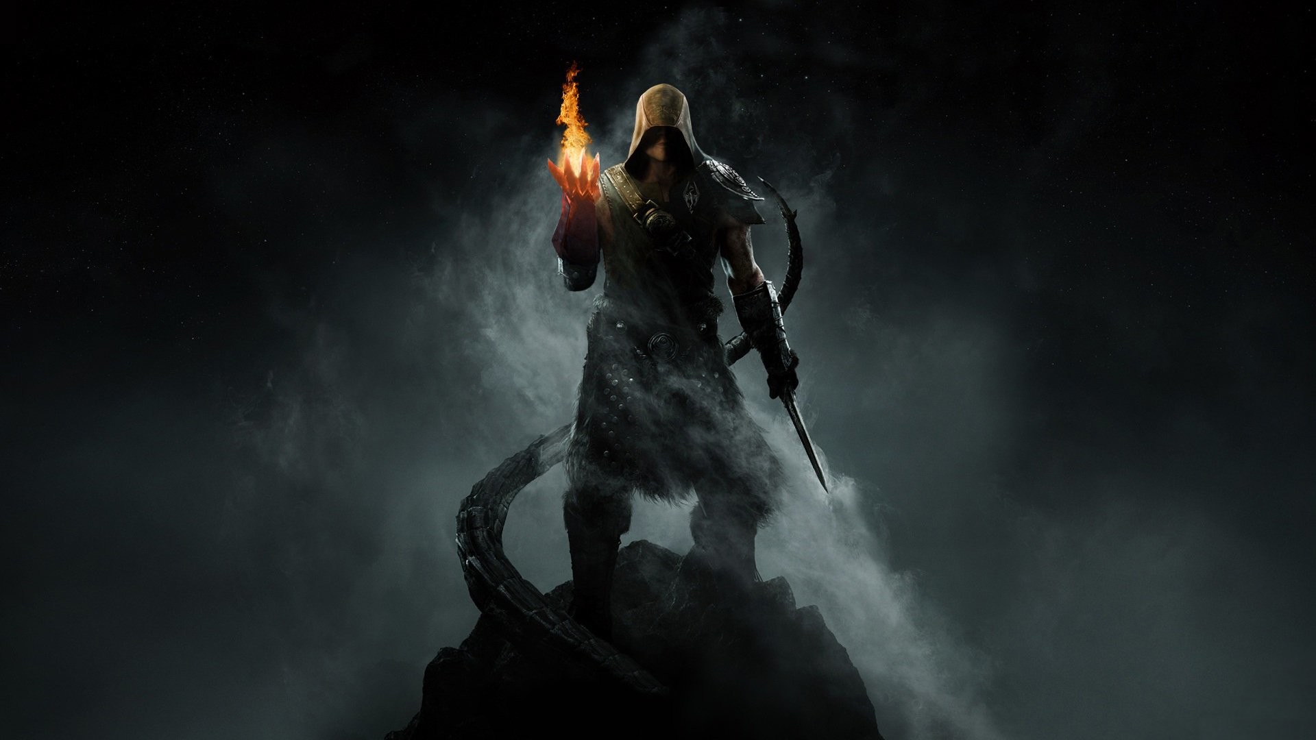 The Elder Scrolls V: Skyrim, Mago, Incantesimo di fuoco, Buio, Full HD 1080p, sfondo desktop