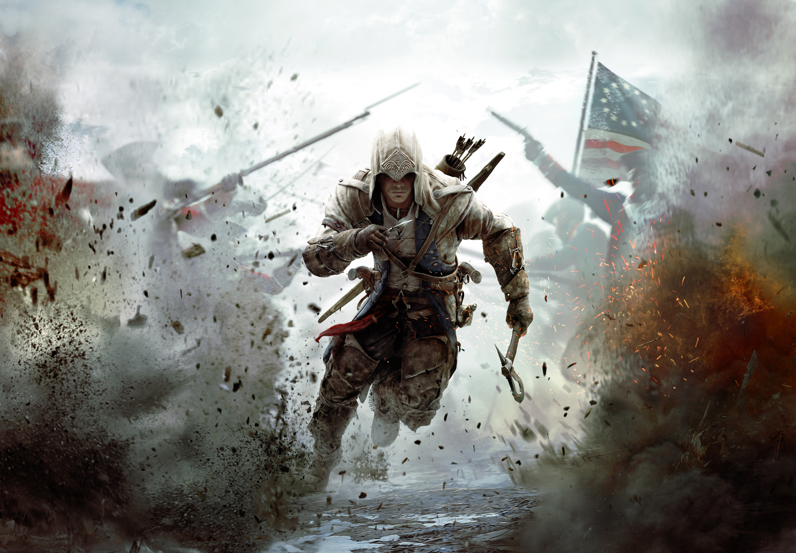 Connor Kenway, Assassin's Creed III, Battaglia, Fumo, 2K, sfondo per PC