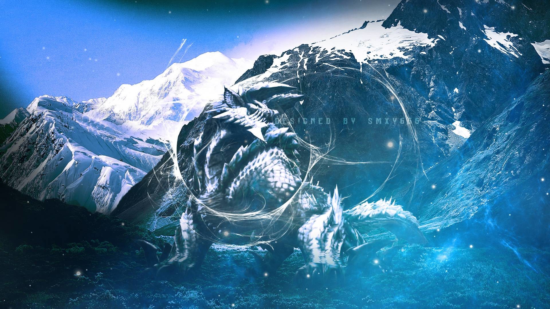 Monster Hunter, Montagne innevate, Blu, 16:9 Full HD, wallpaper widescreen