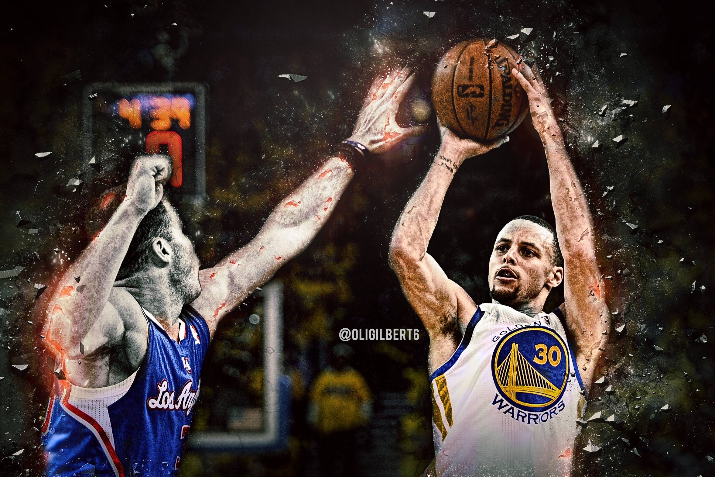 Stephen Curry, Los Angeles Clippers, Golden State Warriors, Tiro, sfondo Windows 11