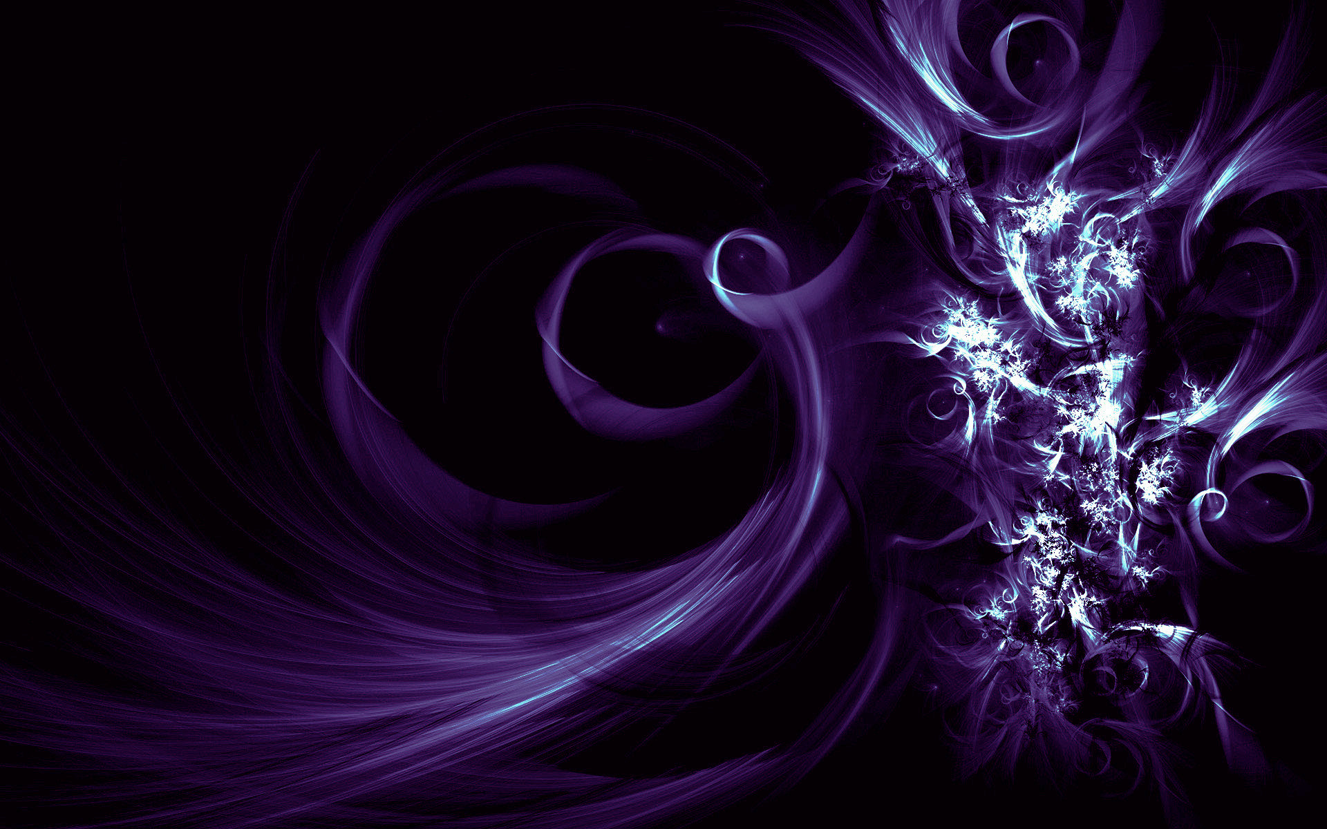 Viola, Frattale, Spirali, Sfondo nero, 1920x1200, wallpaper desktop