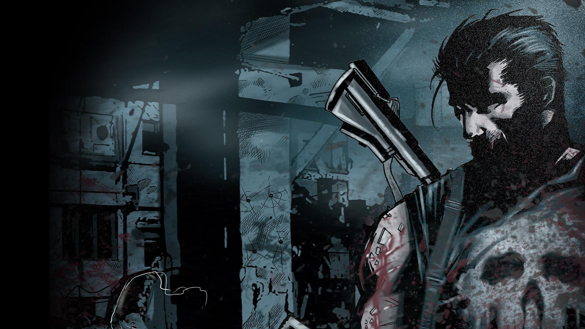 Frank Castle, The Punisher, Fumetto, Marvel, Toni blu, Full HD, sfondo per portatile