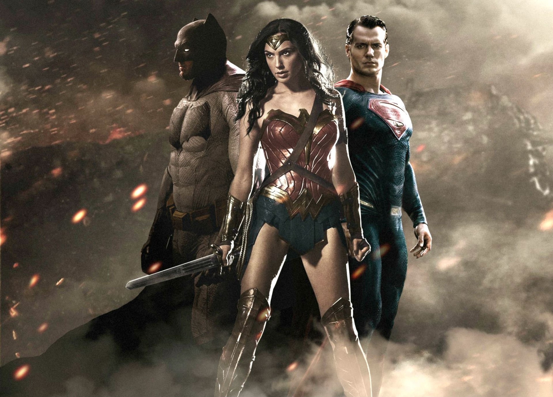 Batman, Wonder Woman, Superman, Gal Gadot, Henry Cavill, Ben Affleck, sfondo Full HD per computer