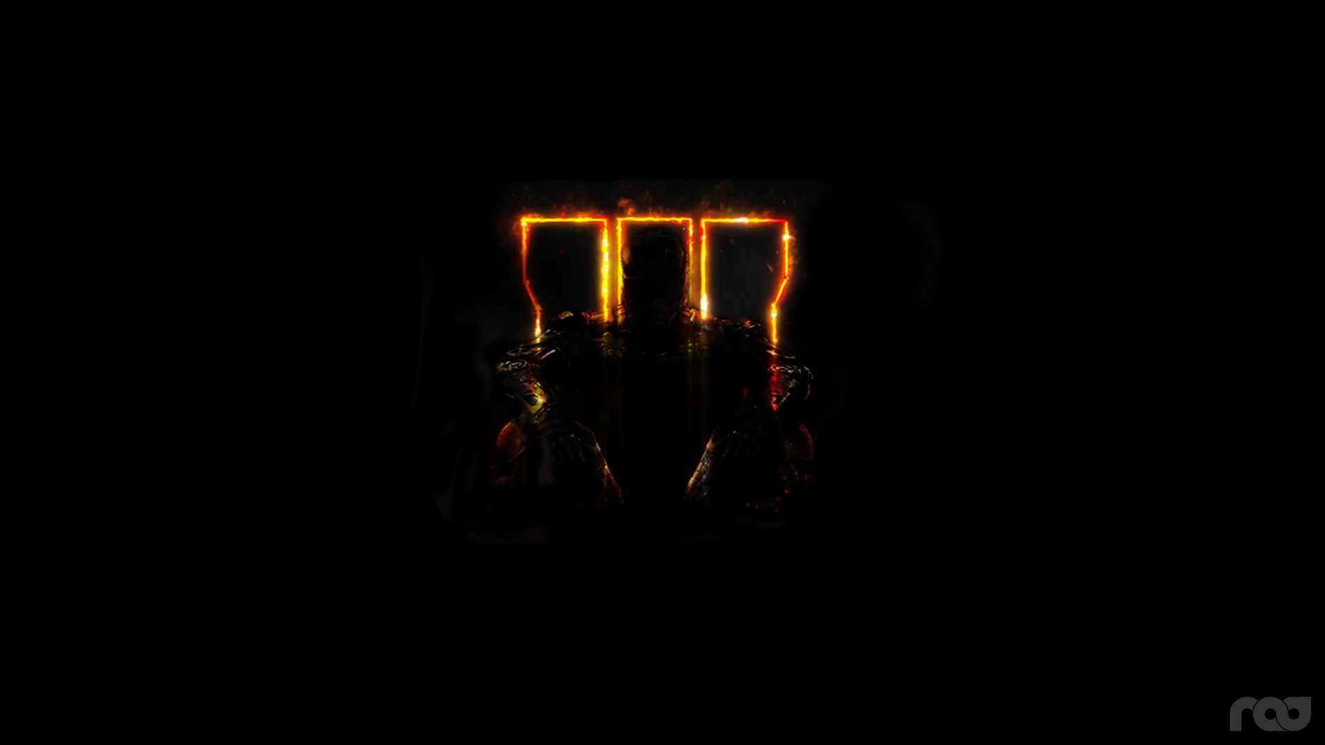 Call of Duty: Black Ops III, Logo III, Sfondo nero, Minimalista, wallpaper 1920x1080
