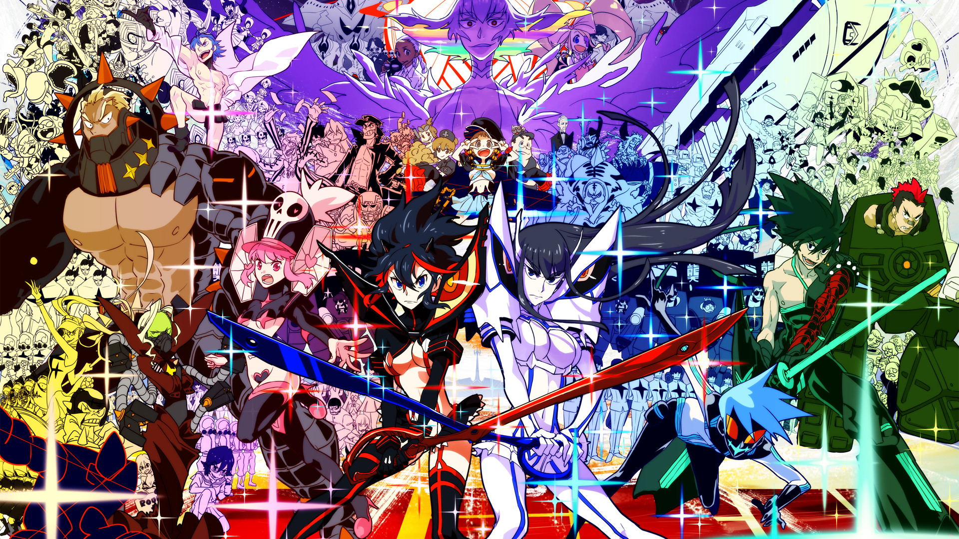 Kill la Kill, Ryuko Matoi, Satsuki Kiryuin, Personaggi, Colori vivaci, sfondo 16:9 Full HD