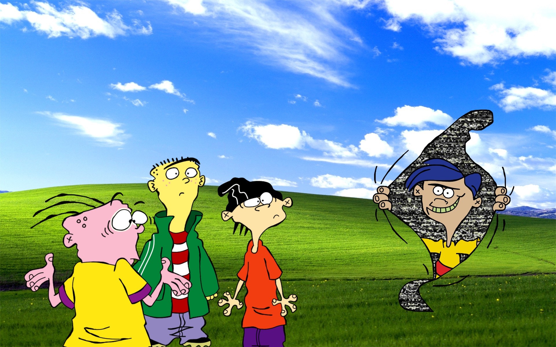 Ed, Edd & Eddy, Bliss, Windows XP, Cartoon Network, Parodia, 1920x1200, immagine di sfondo