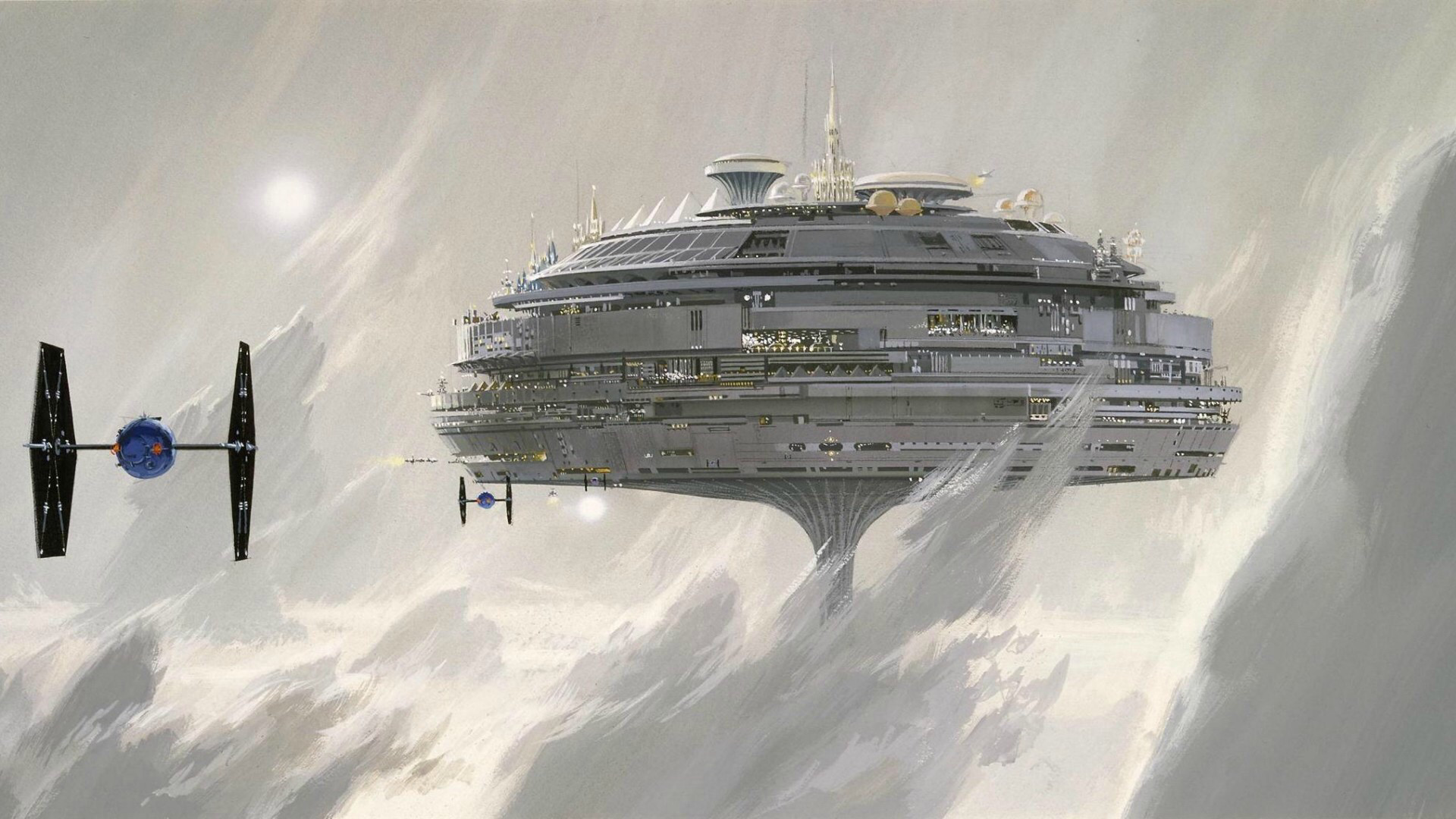 Città delle Nuvole, Bespin, TIE fighter, Concept art, Full HD, sfondo Windows 11