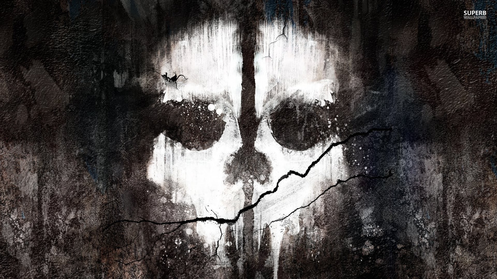 Call of Duty: Ghosts, Teschio, Grunge, Bianco e nero, Full HD, sfondo Windows 11