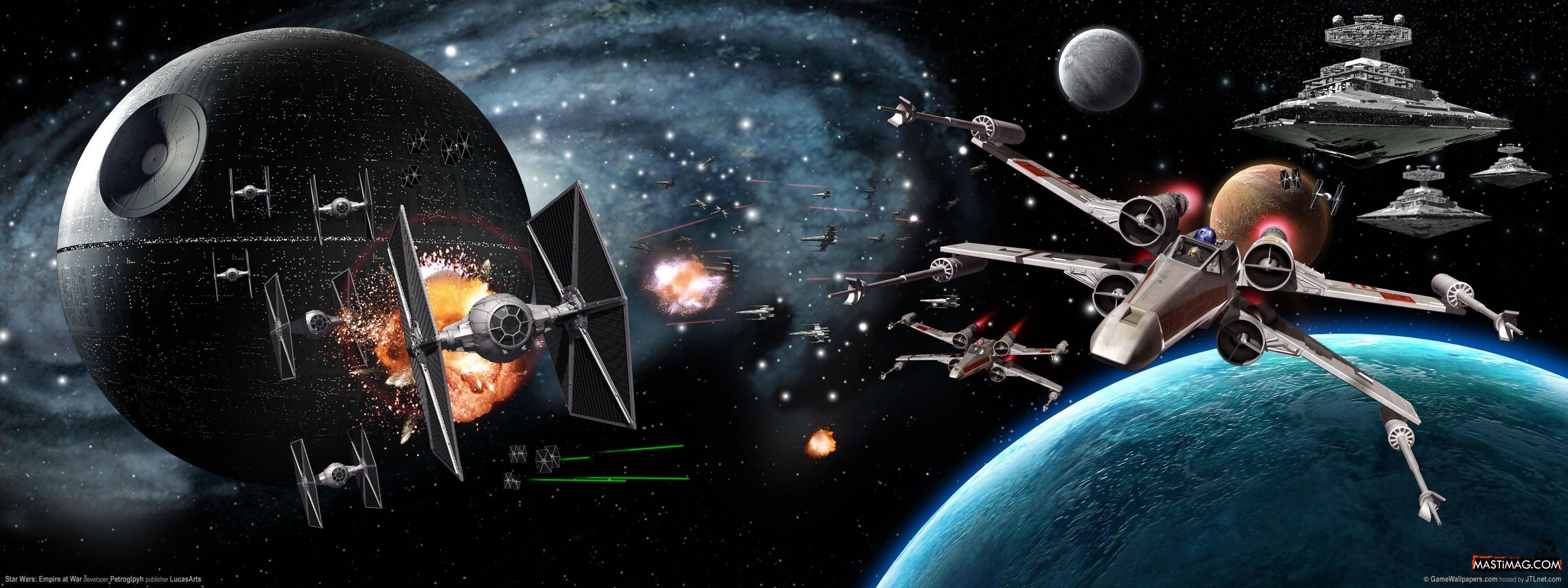 Morte Nera, X-wing, Star Destroyer, Battaglia spaziale, Star Wars, sfondo Windows 11