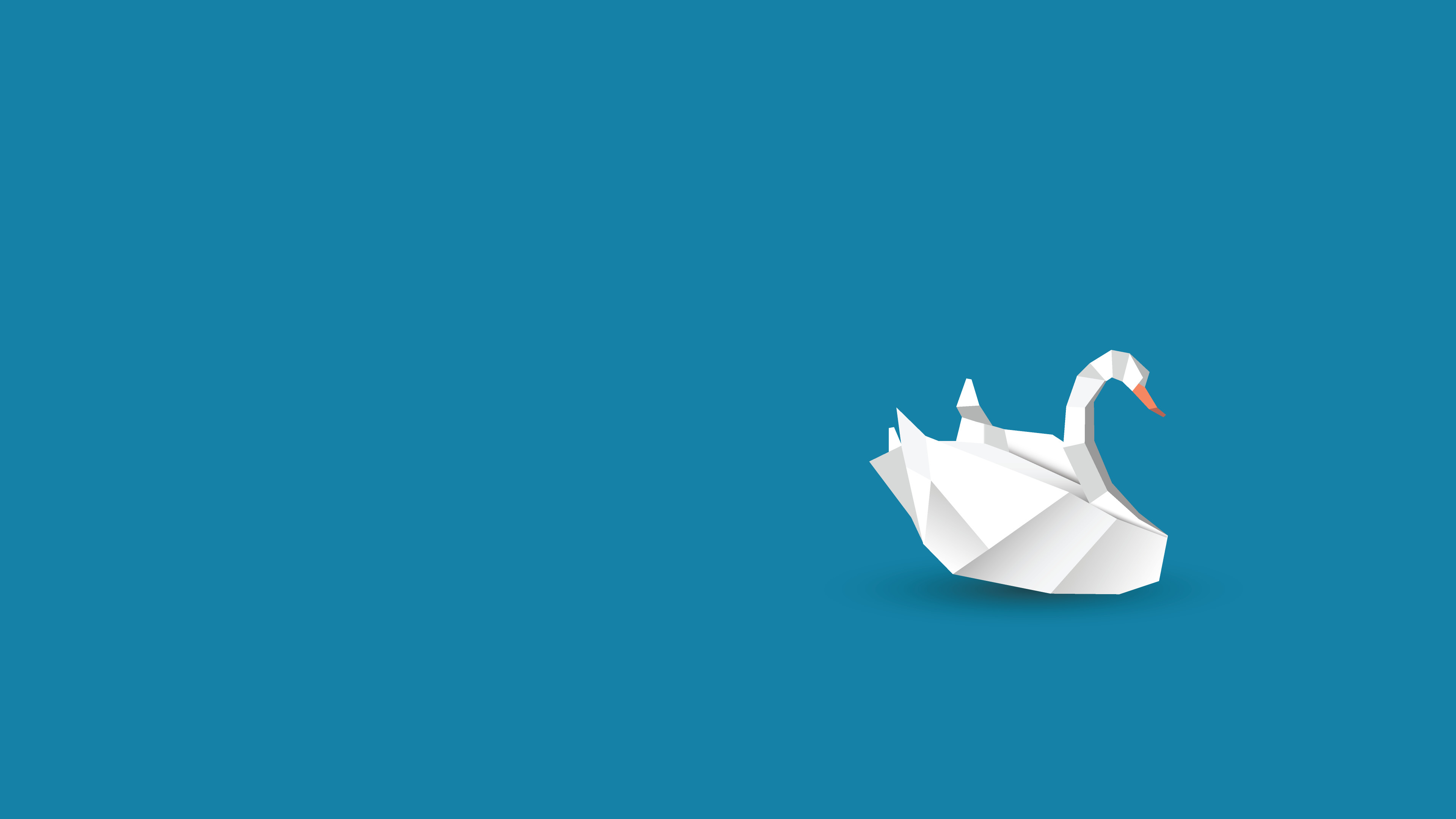 Cigno di carta, Origami, Blu, 4K, sfondo desktop