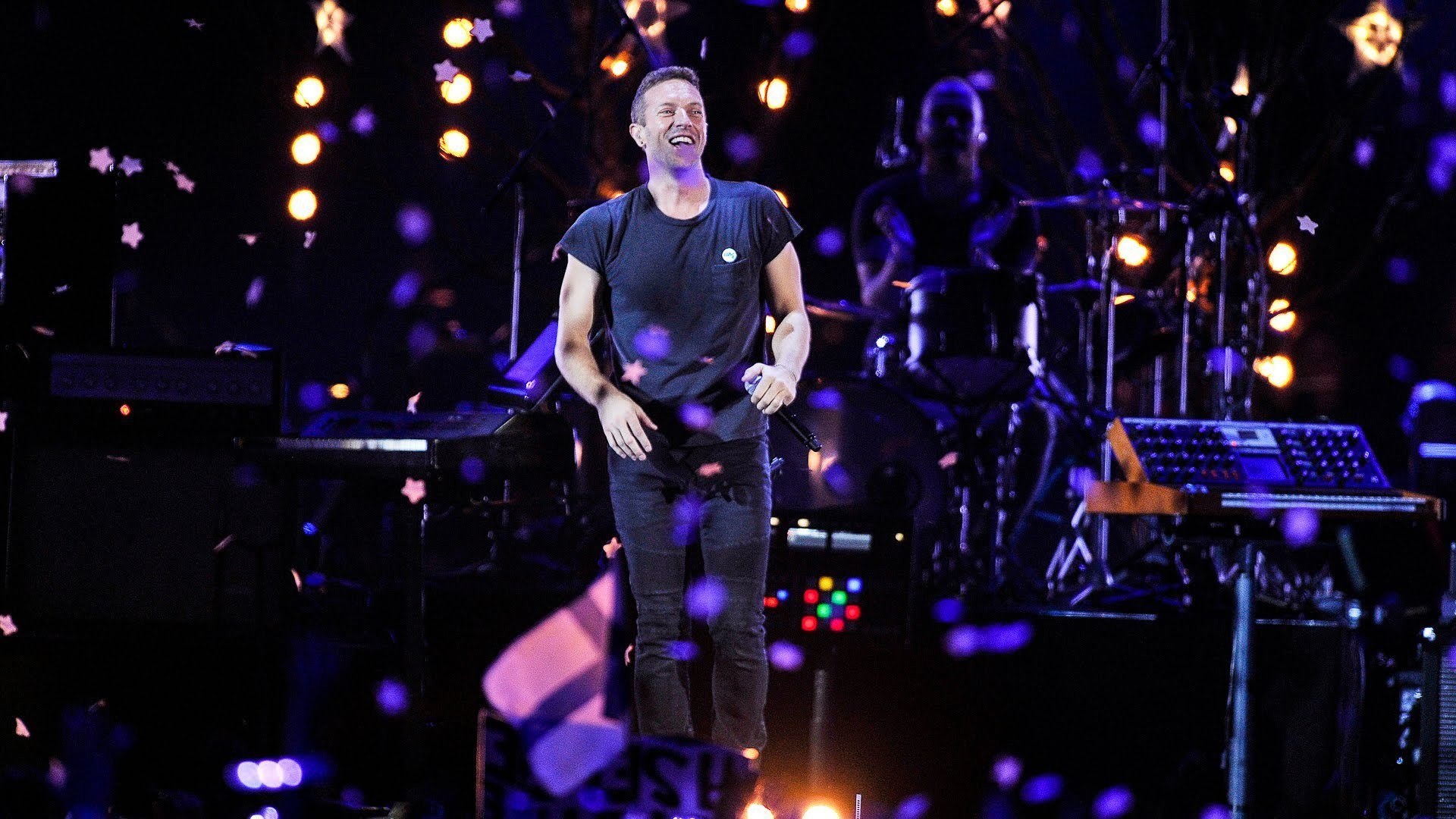 Chris Martin, Coldplay, Concerto, Palco, Luci, 1920x1080, sfondo per PC
