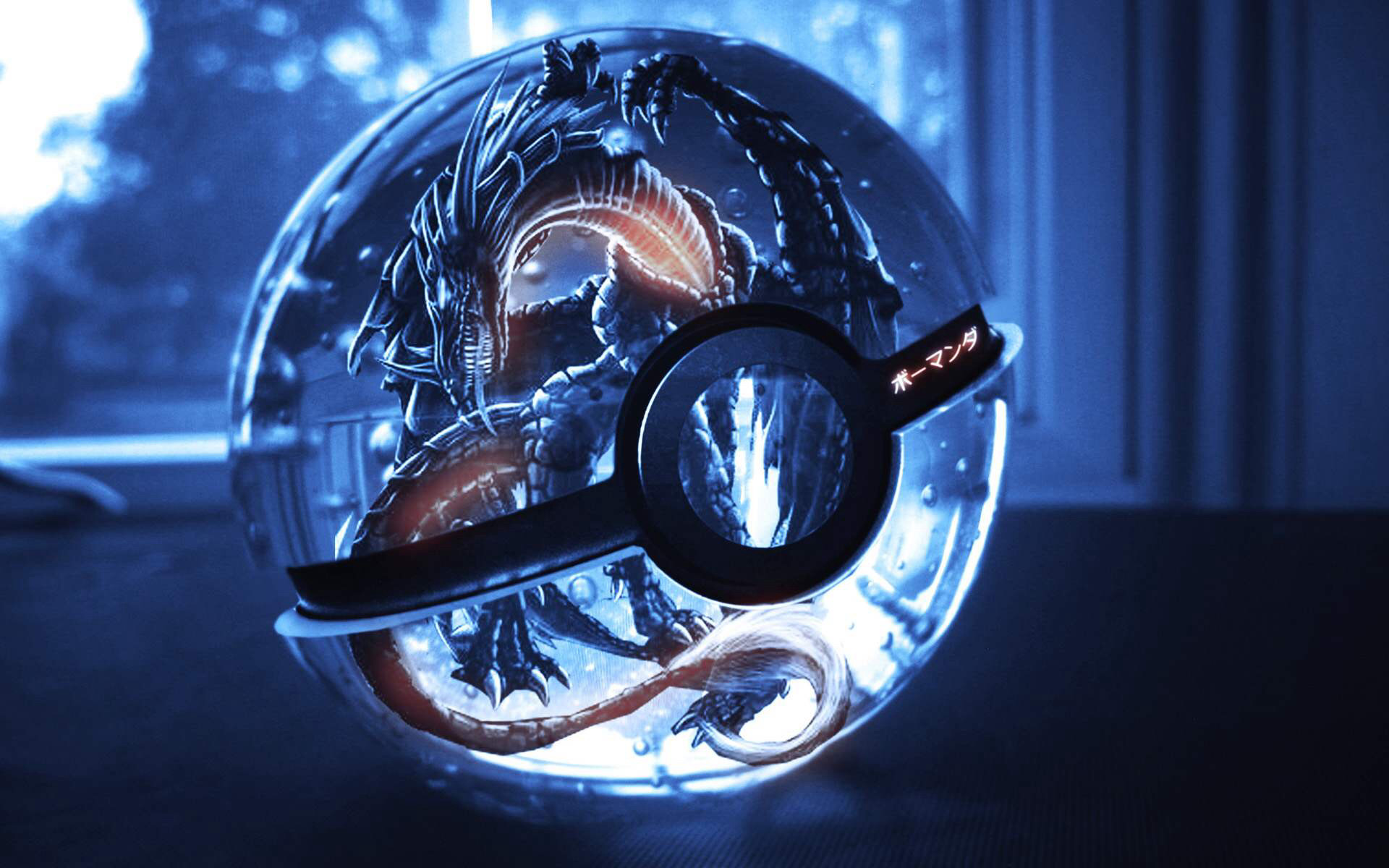 Poké Ball, Pokémon, Sfera di vetro, Blu, 1920x1200, sfondo MacBook Pro