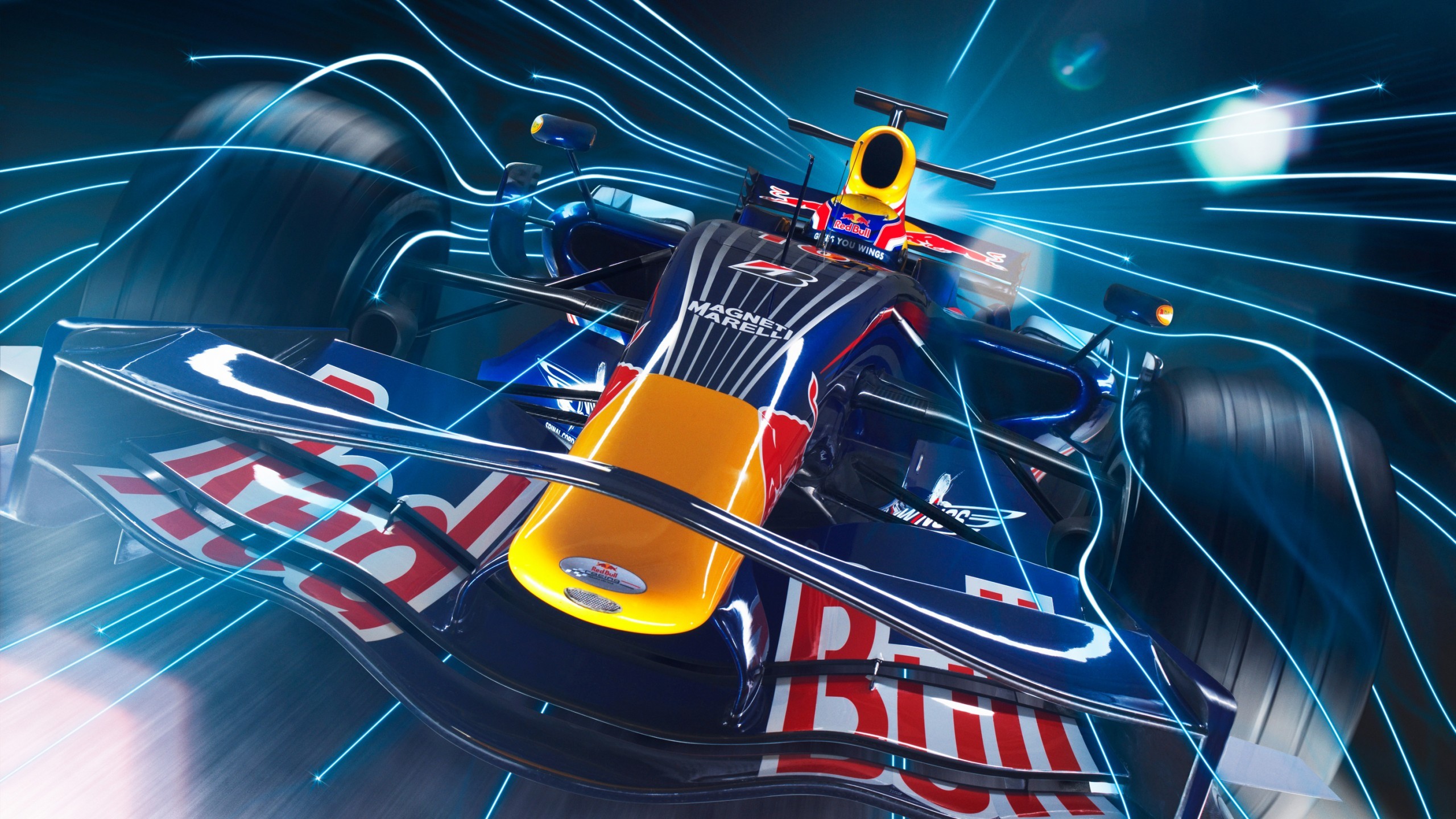 Red Bull Racing, Formula 1, Monoposto, Linee luminose, 2K 1440p, sfondo desktop