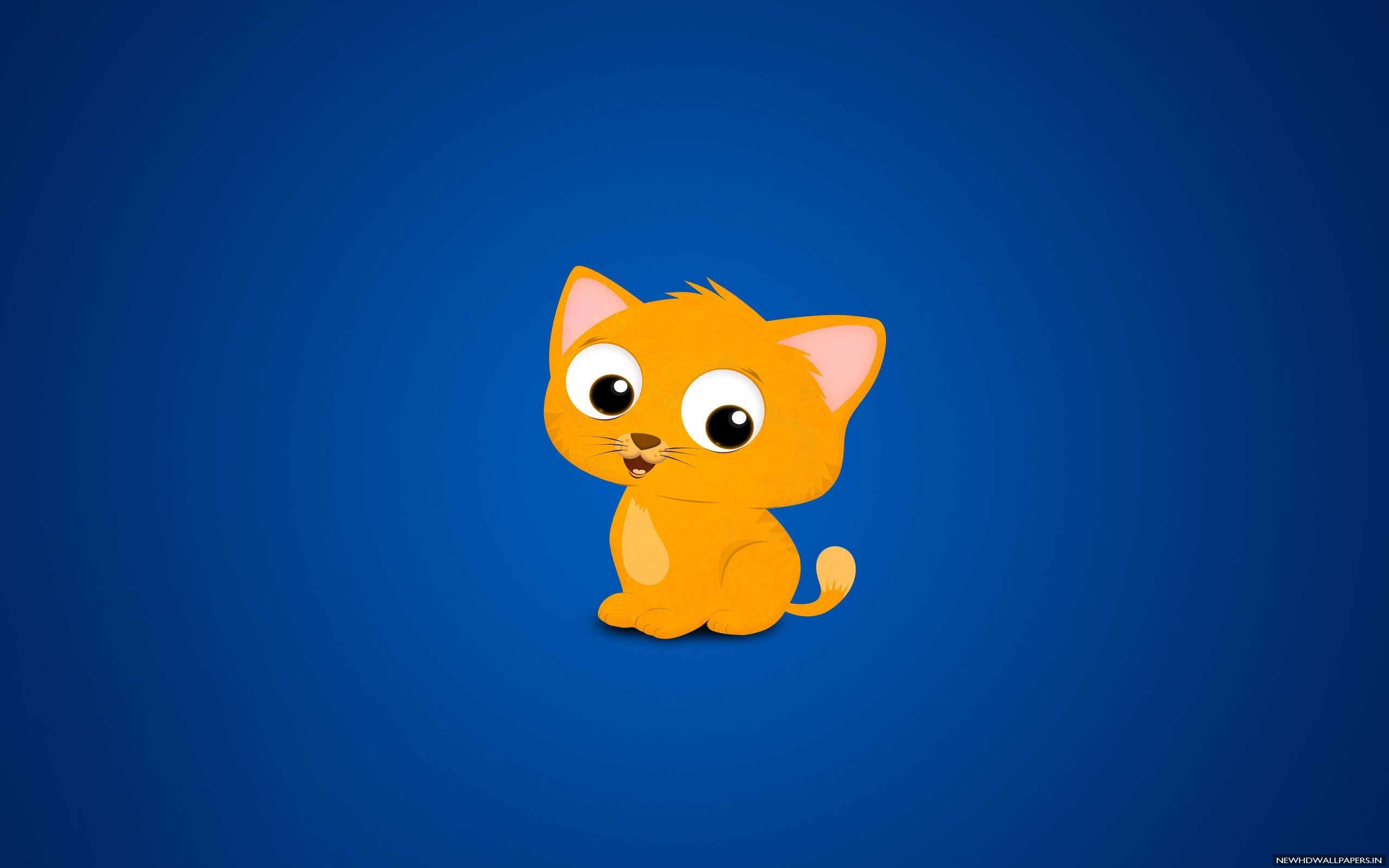 Gattino arancione, Minimalista, Sfondo blu, 2560x1600, wallpaper desktop