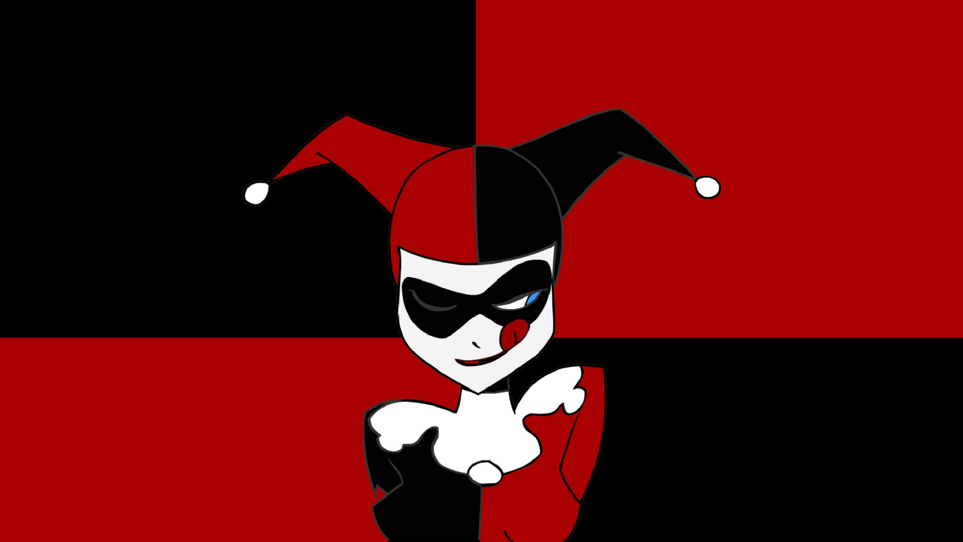 Harley Quinn, Batman: The Animated Series, Rosso e nero, Minimalismo, sfondo Full HD per computer